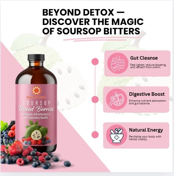 Essence Herbs Soursop Bitters Liquid bottle side view