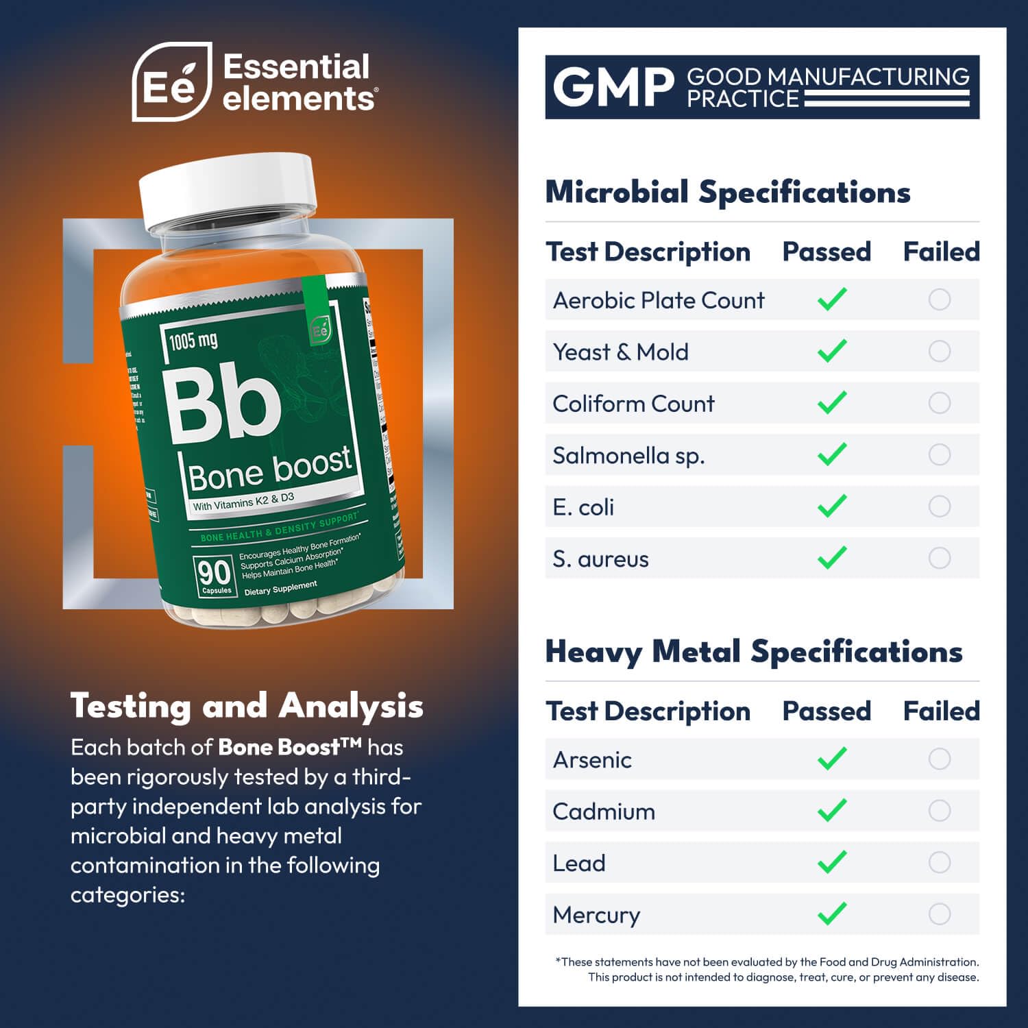 Essential Elements Bone Health Supplement side view