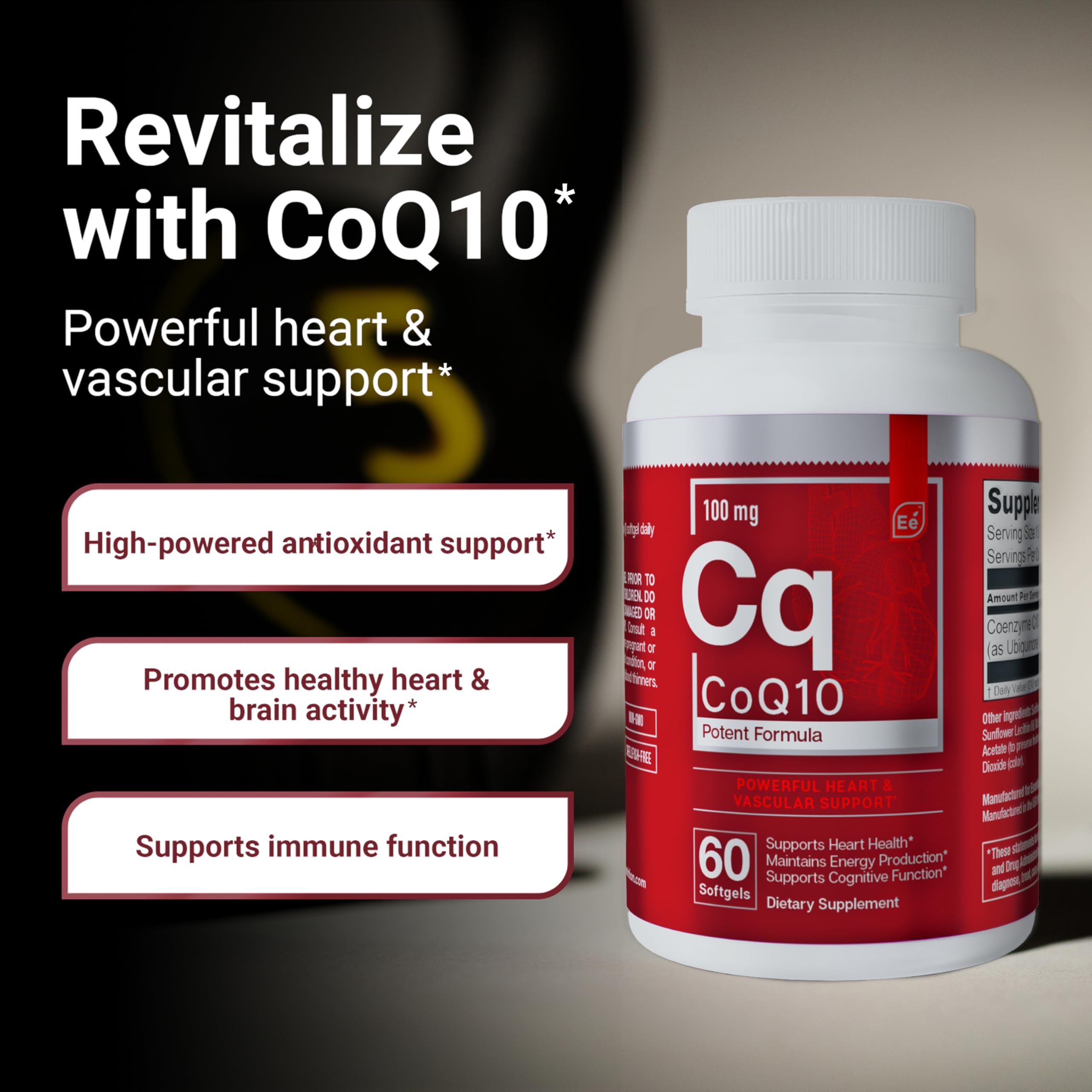 Essential Elements CoQ10 Daily Energy Supplement capsule close-up