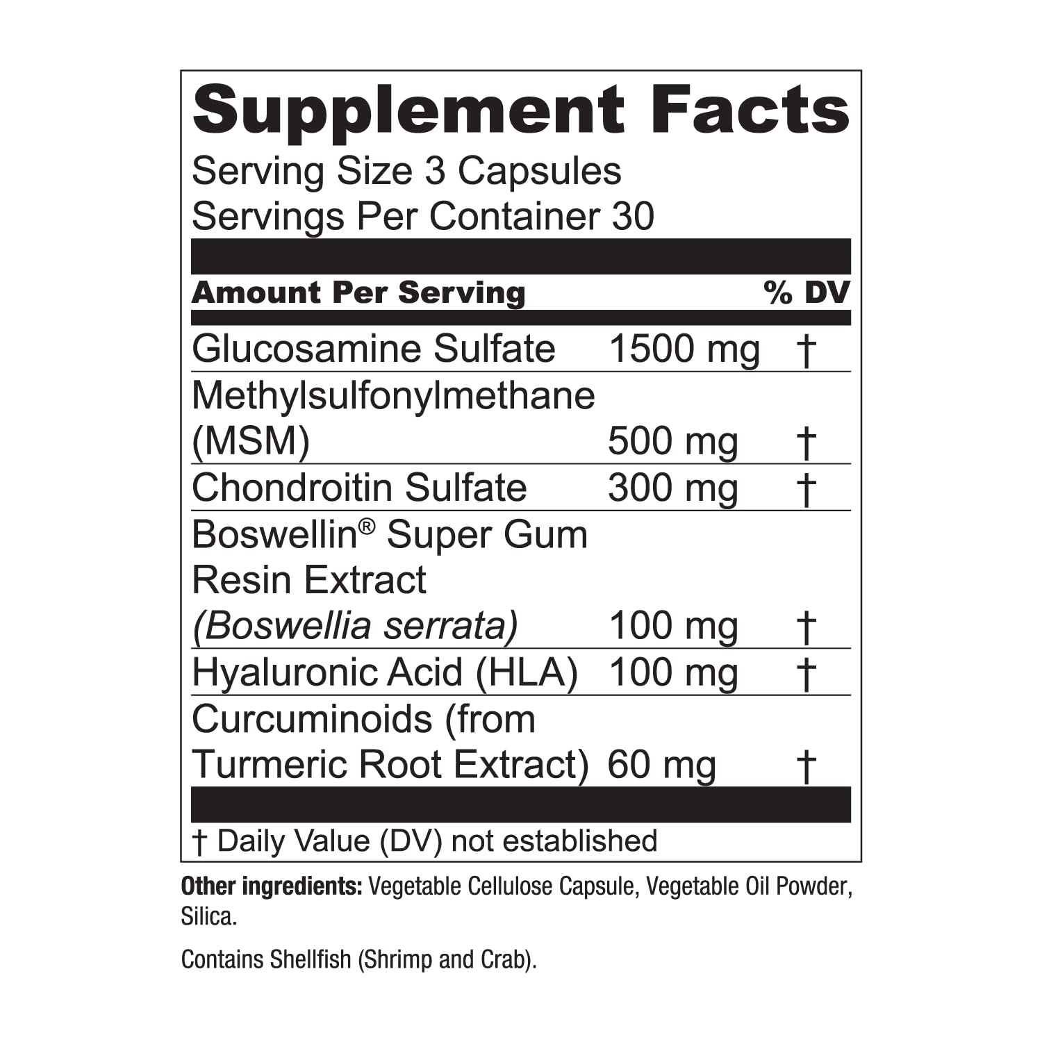 Essential Elements Glucosamine Chondroitin supplement capsules on a table