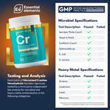 Essential Elements Micronized Creatine Monohydrate 358g back view
