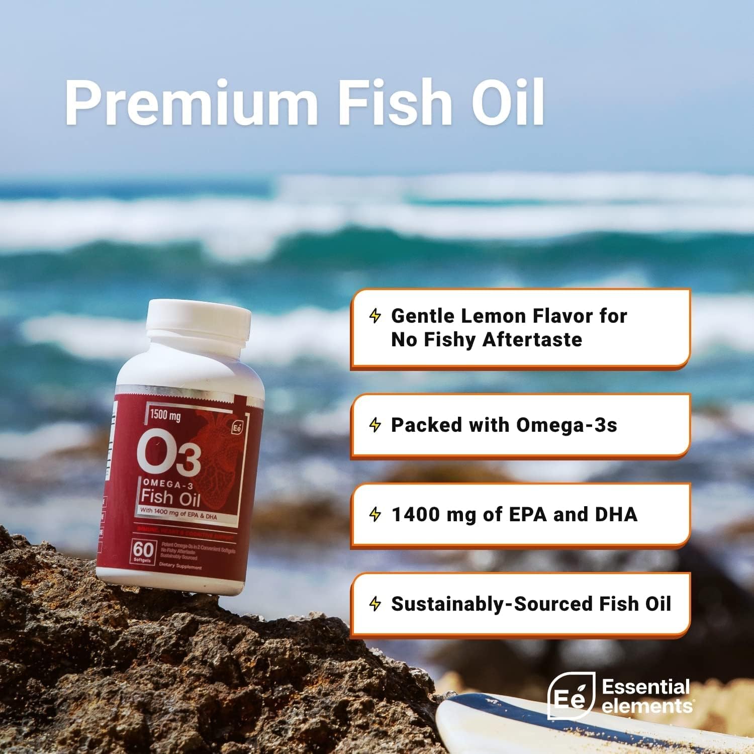 Essential Elements Omega-3 Fish Oil 1500mg bottle with label