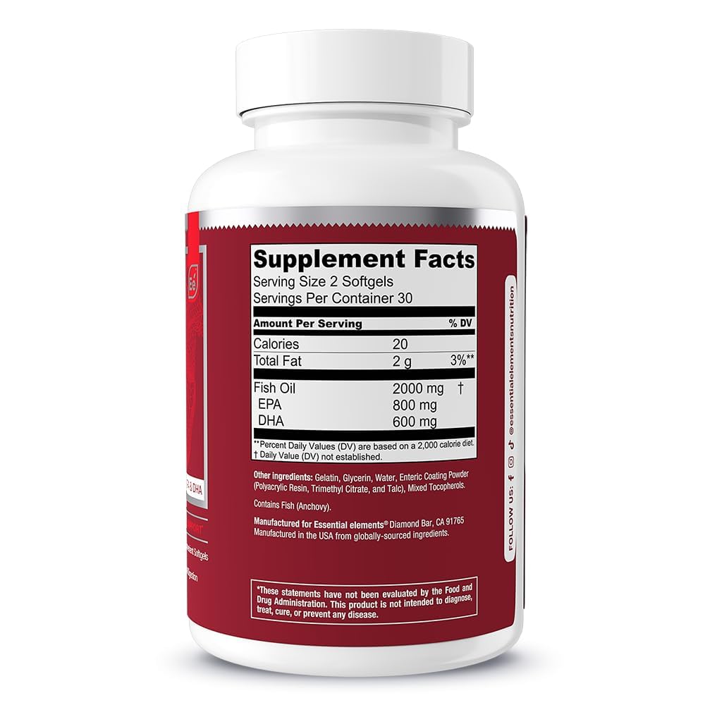 Essential Elements Omega-3 Fish Oil 1500mg capsules close-up