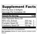 Essential Elements Saw Palmetto Plus with ingredients list