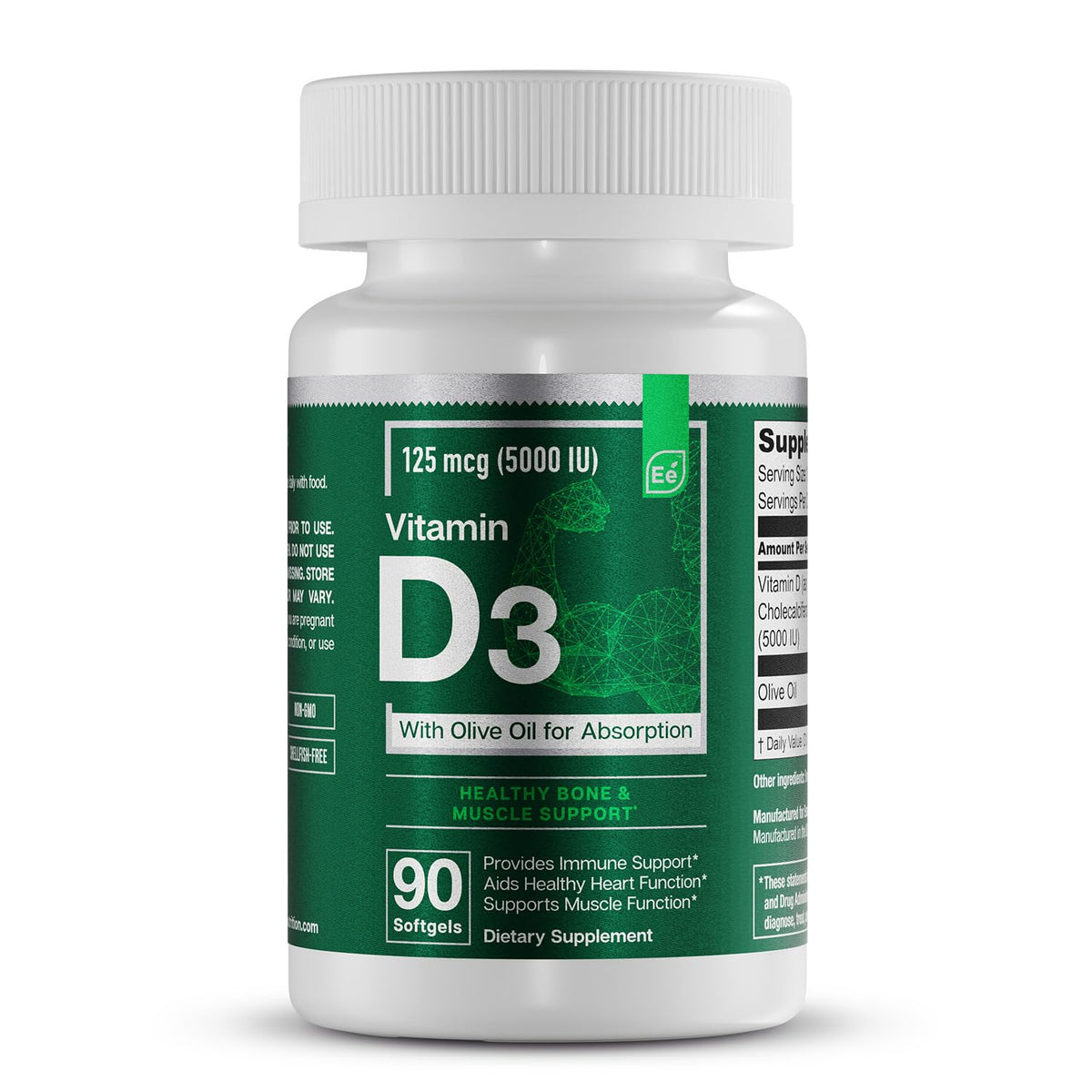 Essential Elements Vitamin D3 1000 IU capsules front view