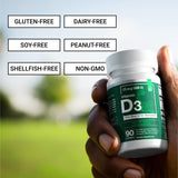 Essential Elements Vitamin D3 1000 IU capsules open bottle