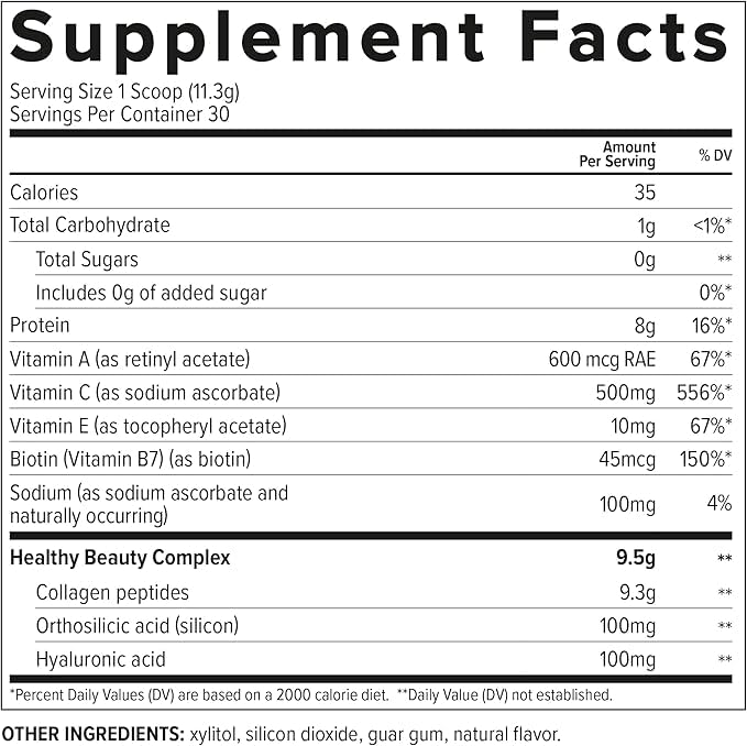 Essential Nutrition Collagen Peptides 408g back view showing ingredients