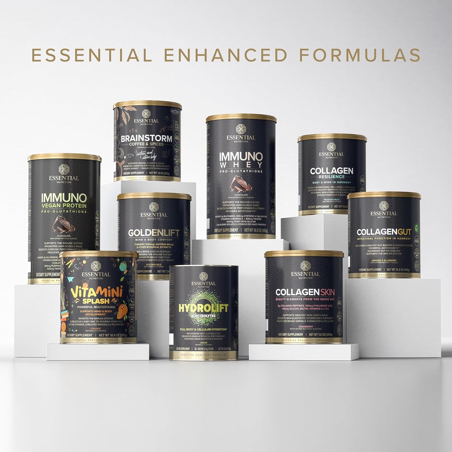 Essential Nutrition Collagen Peptides 408g lifestyle scene with coffee