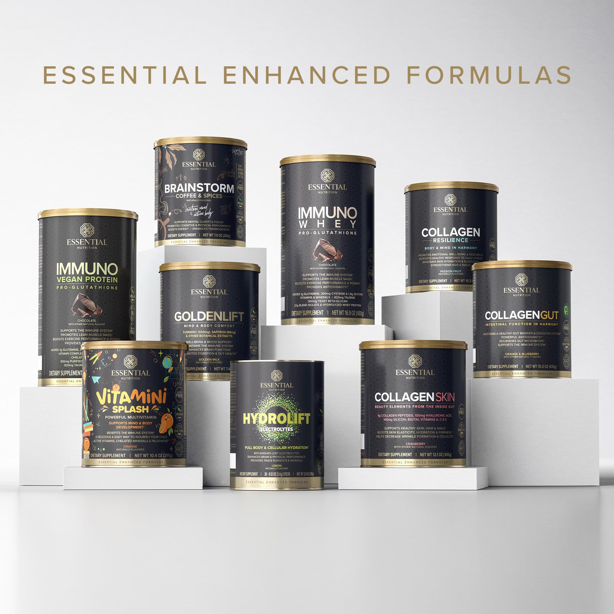 Essential Nutrition Collagen Supplement 490g in a glass of water