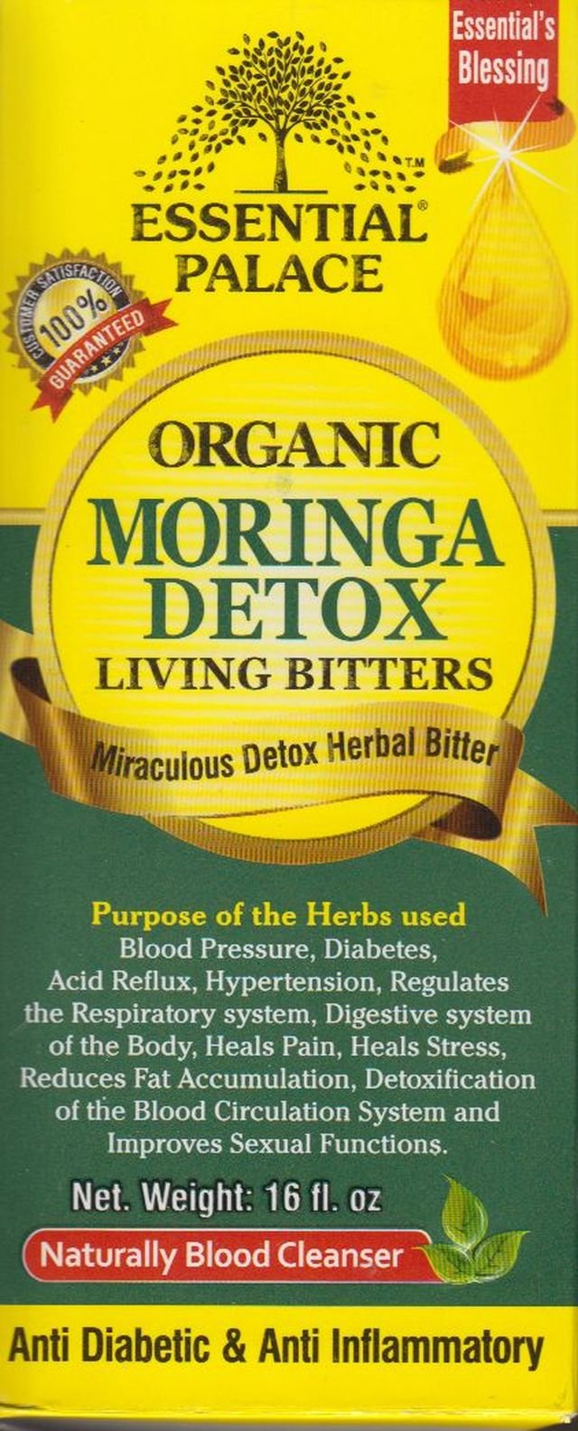 Essential Palace Moringa Living Bitters 848g packaging details