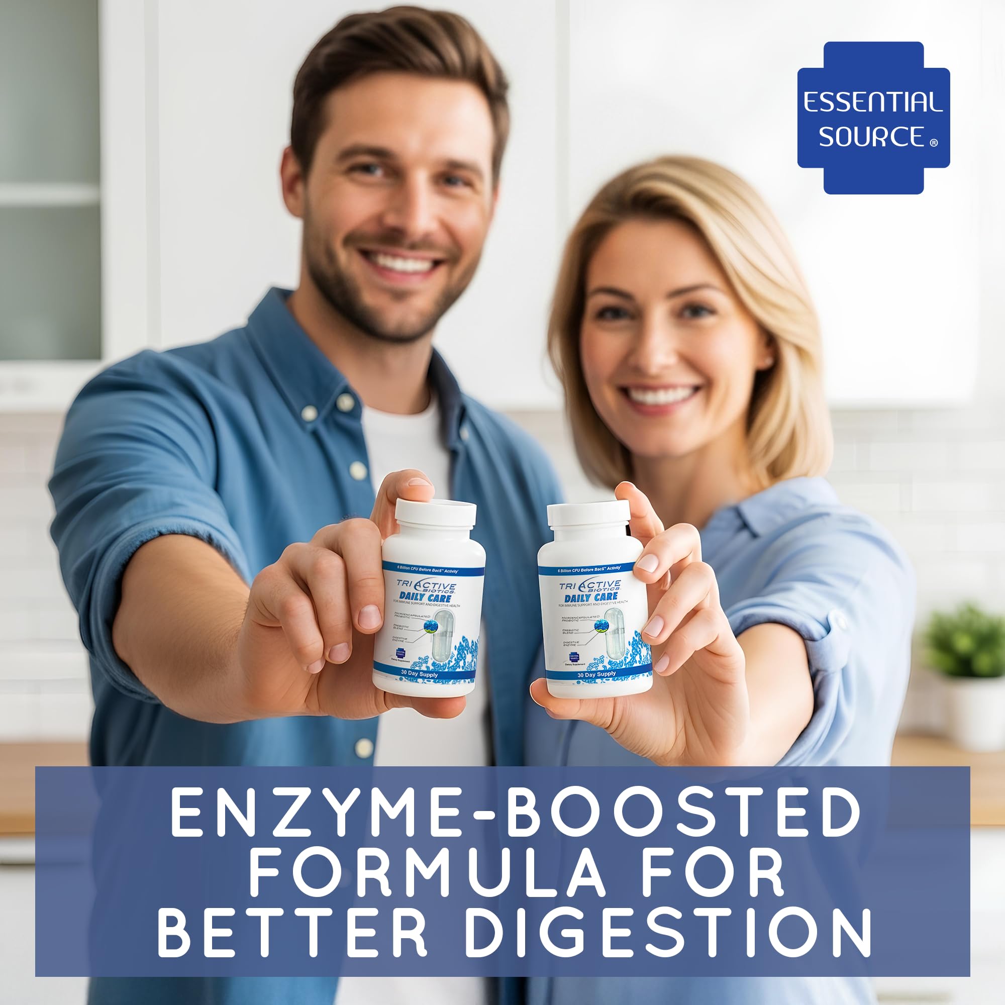 Essential Source Multi-Enzymes 50g packaging dimensions on table