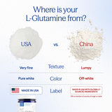 Essential Stacks L-Glutamine Powder in a glass of water