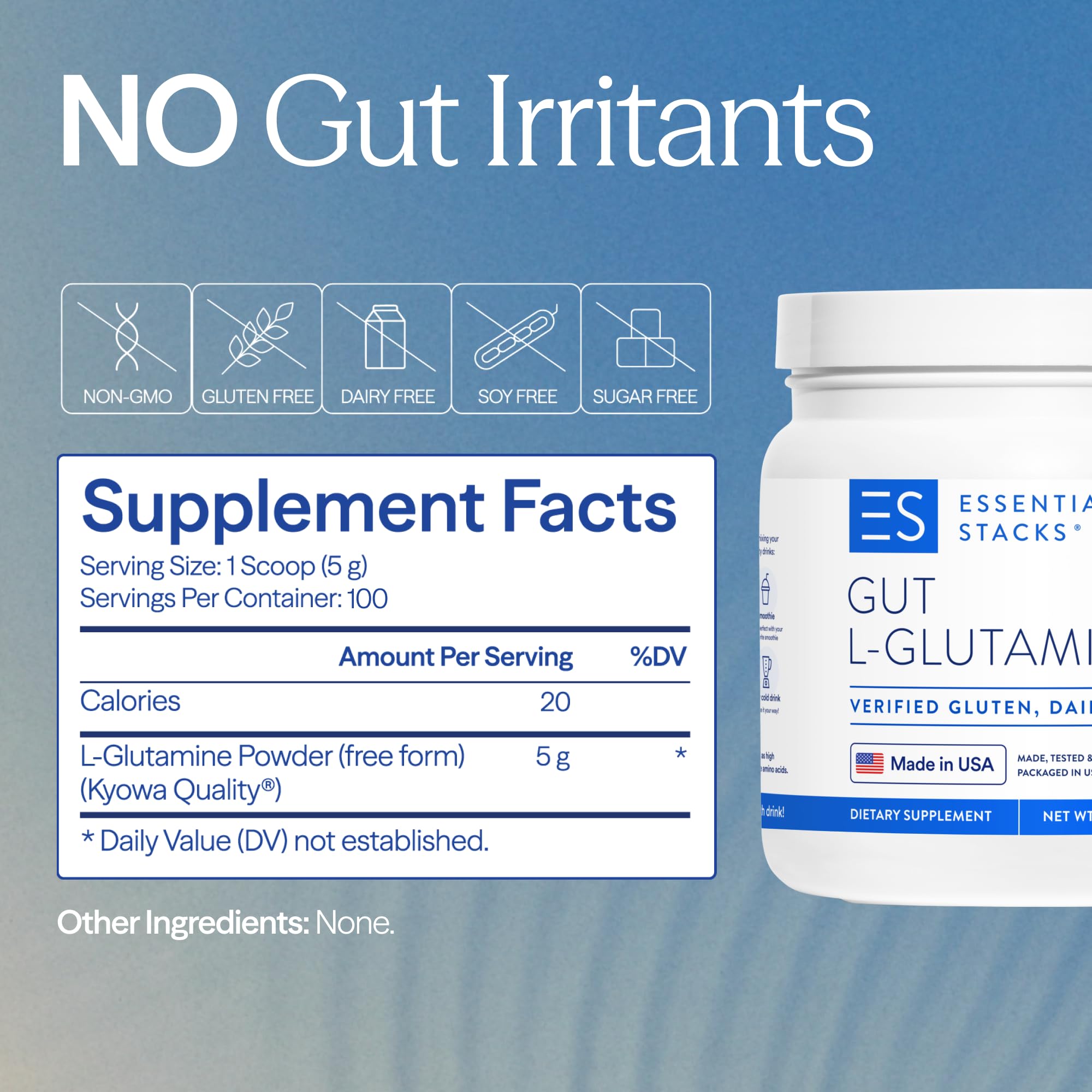 Essential Stacks L-Glutamine Powder ingredients list