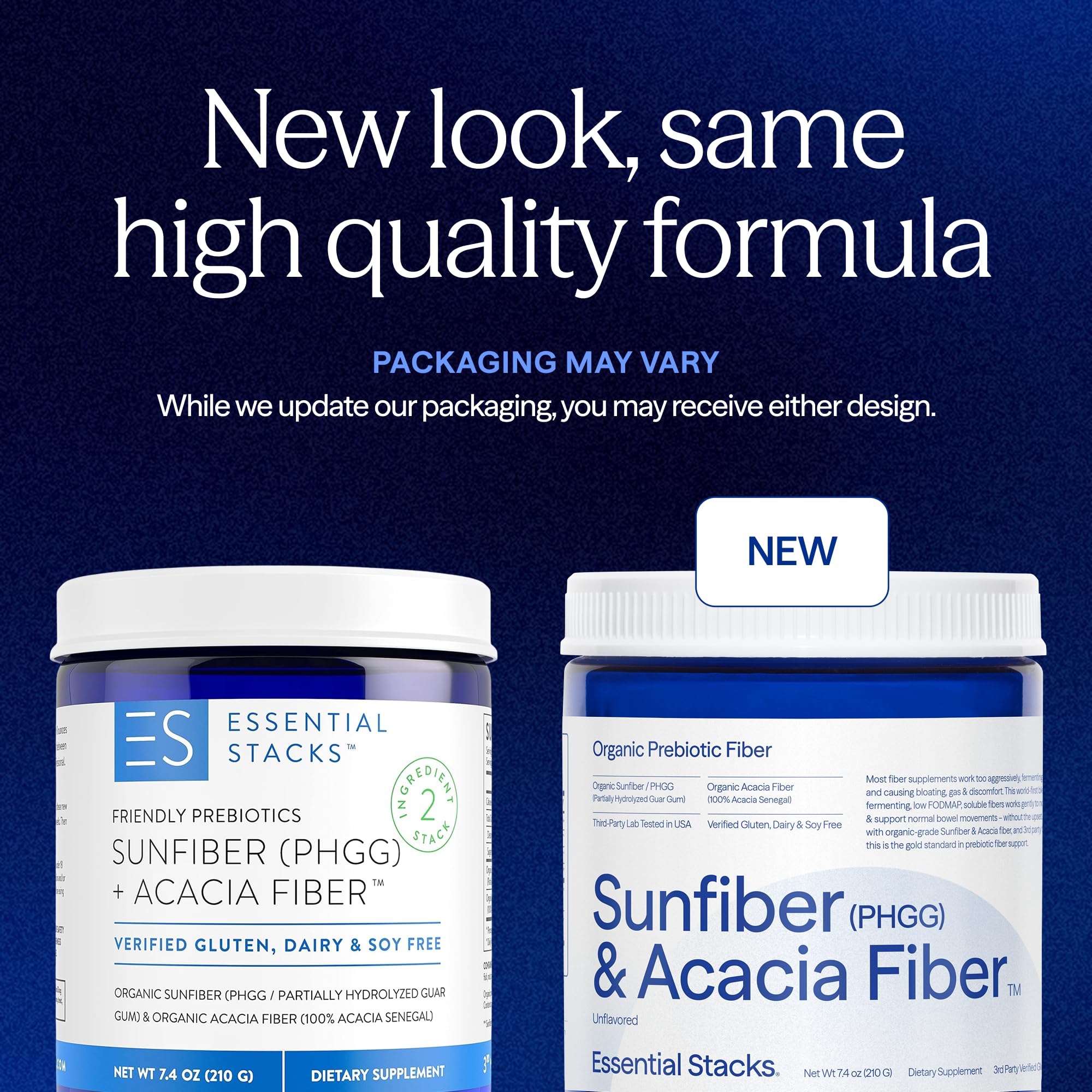 Essential Stacks Prebiotic Fiber Powder 210g packaging