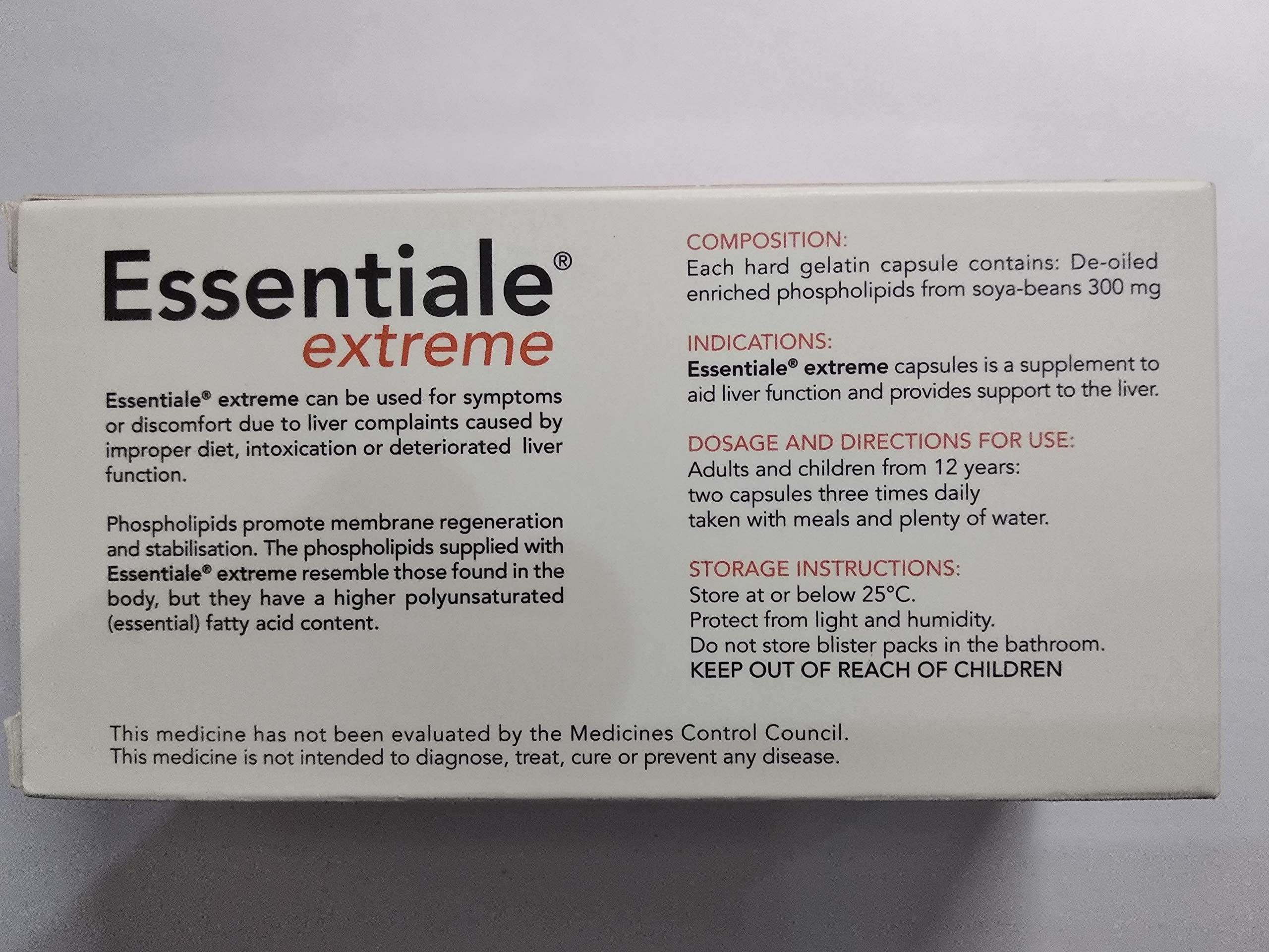 Essentiale Extreme 50 Capsules open box displaying capsules