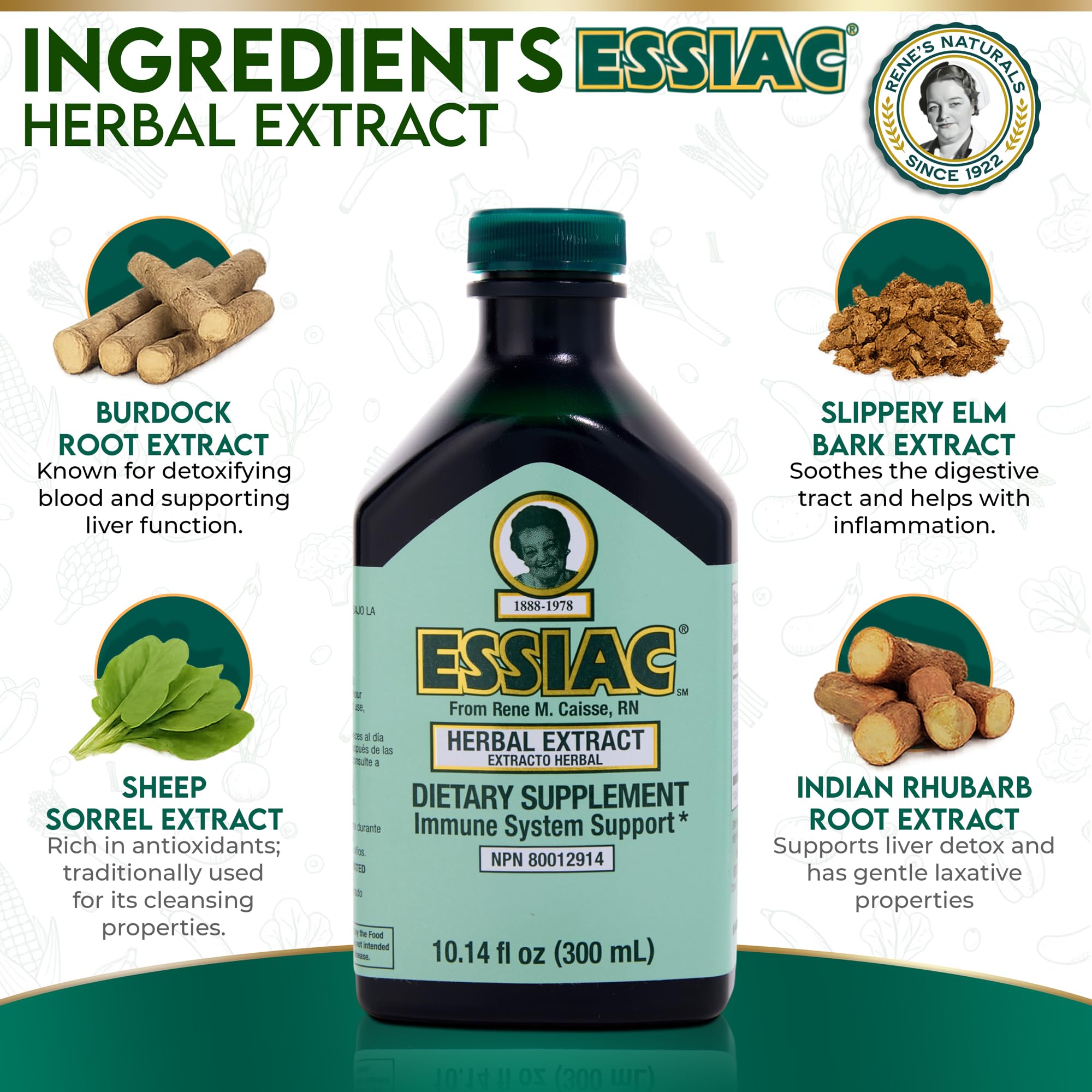 Essiac Herbal Supplement Liquid Extract 300g packaging details