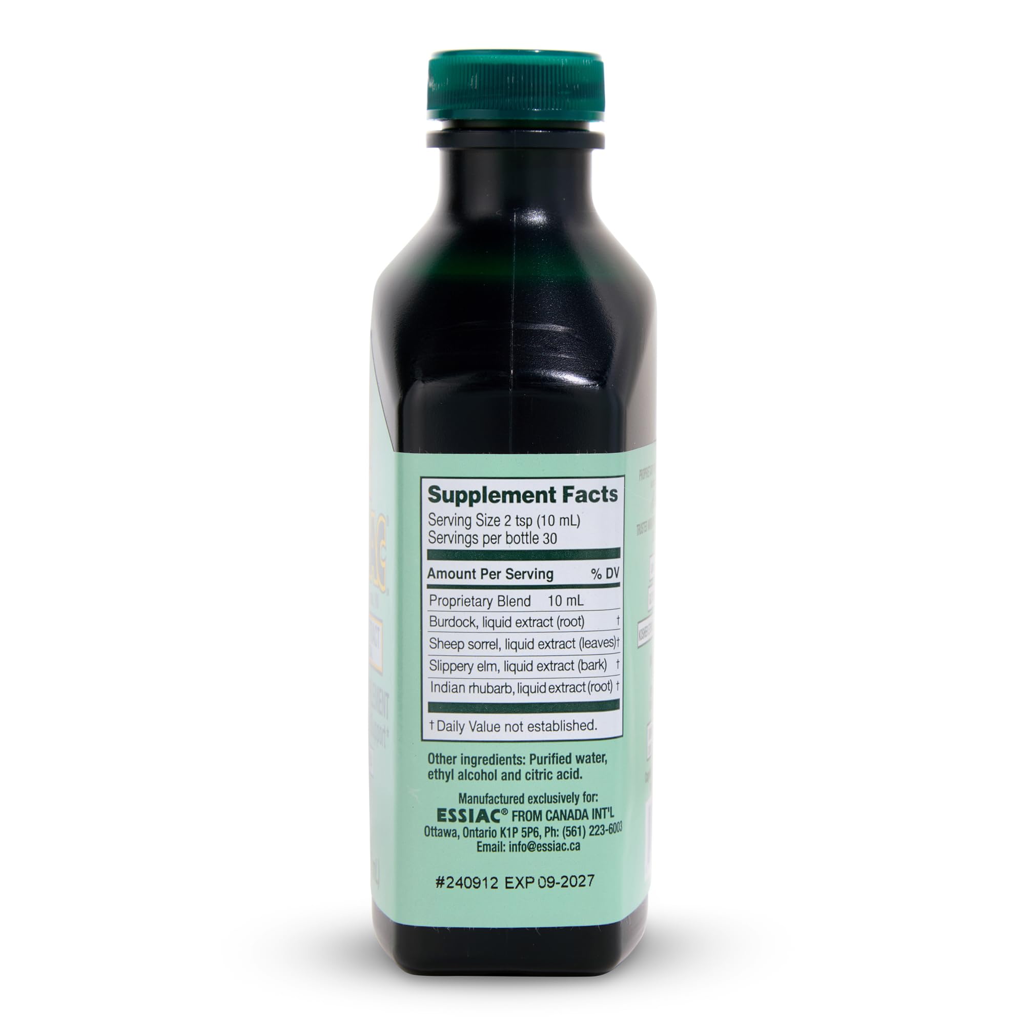Essiac Herbal Supplement Liquid Extract 300g side view