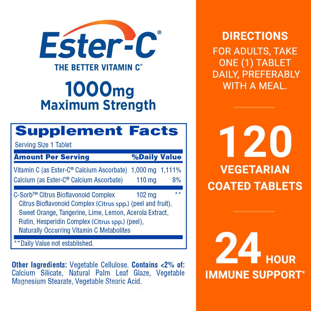 Ester-C Vitamin C 1000mg tablets side view