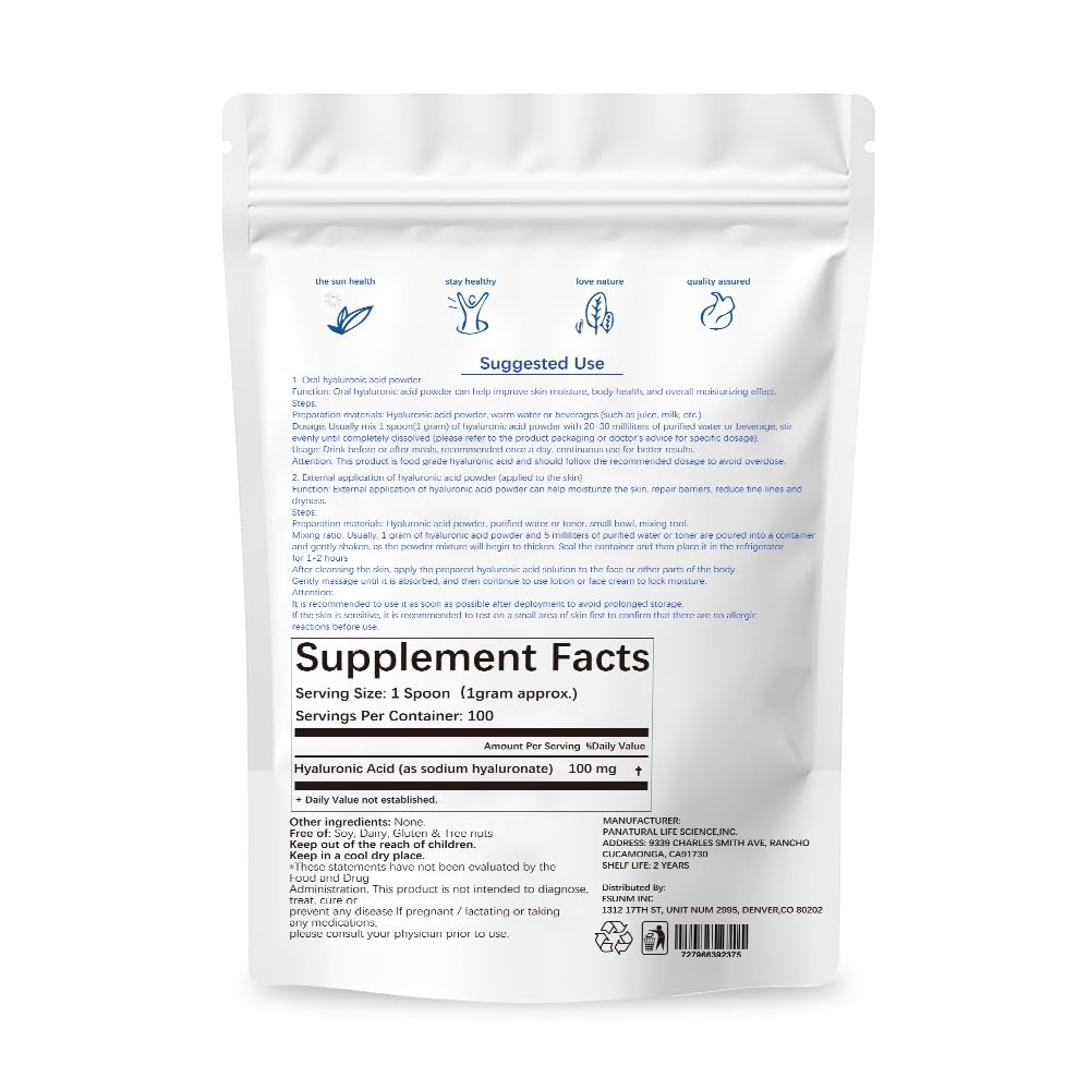 ESUNM Hyaluronic Acid Powder packaging details