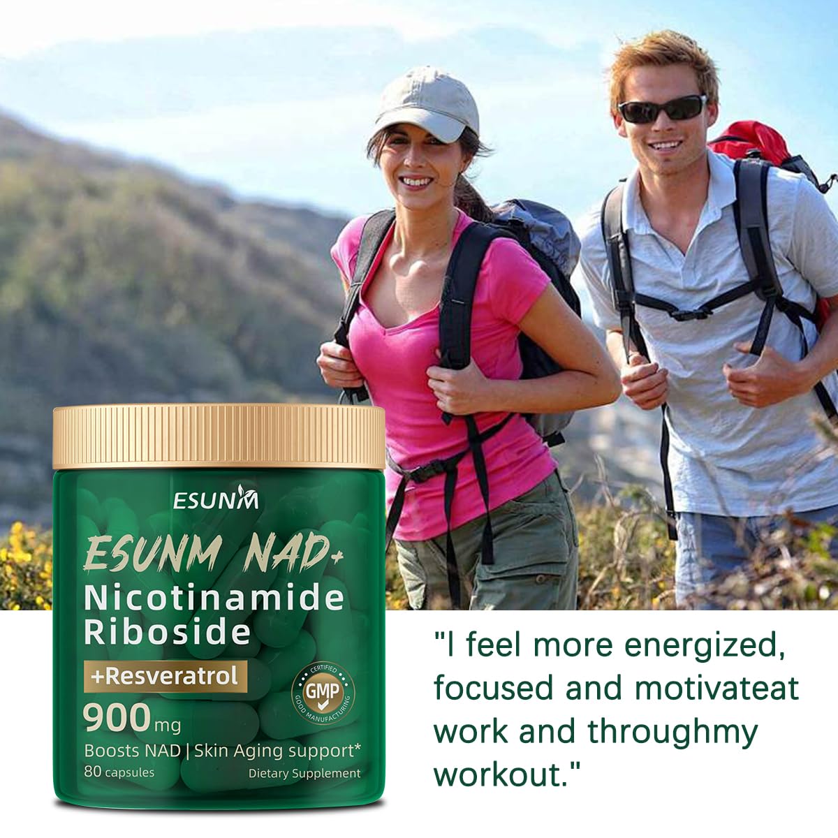 ESUNM NAD+ Liposomal Sirtuin Activator Supplement in a lifestyle setting