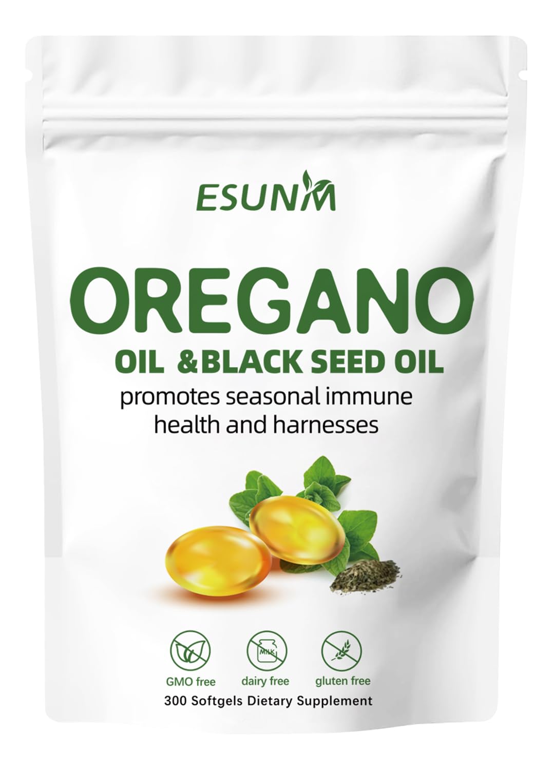 ESUNM Oil of Oregano Softgels 300 count front view