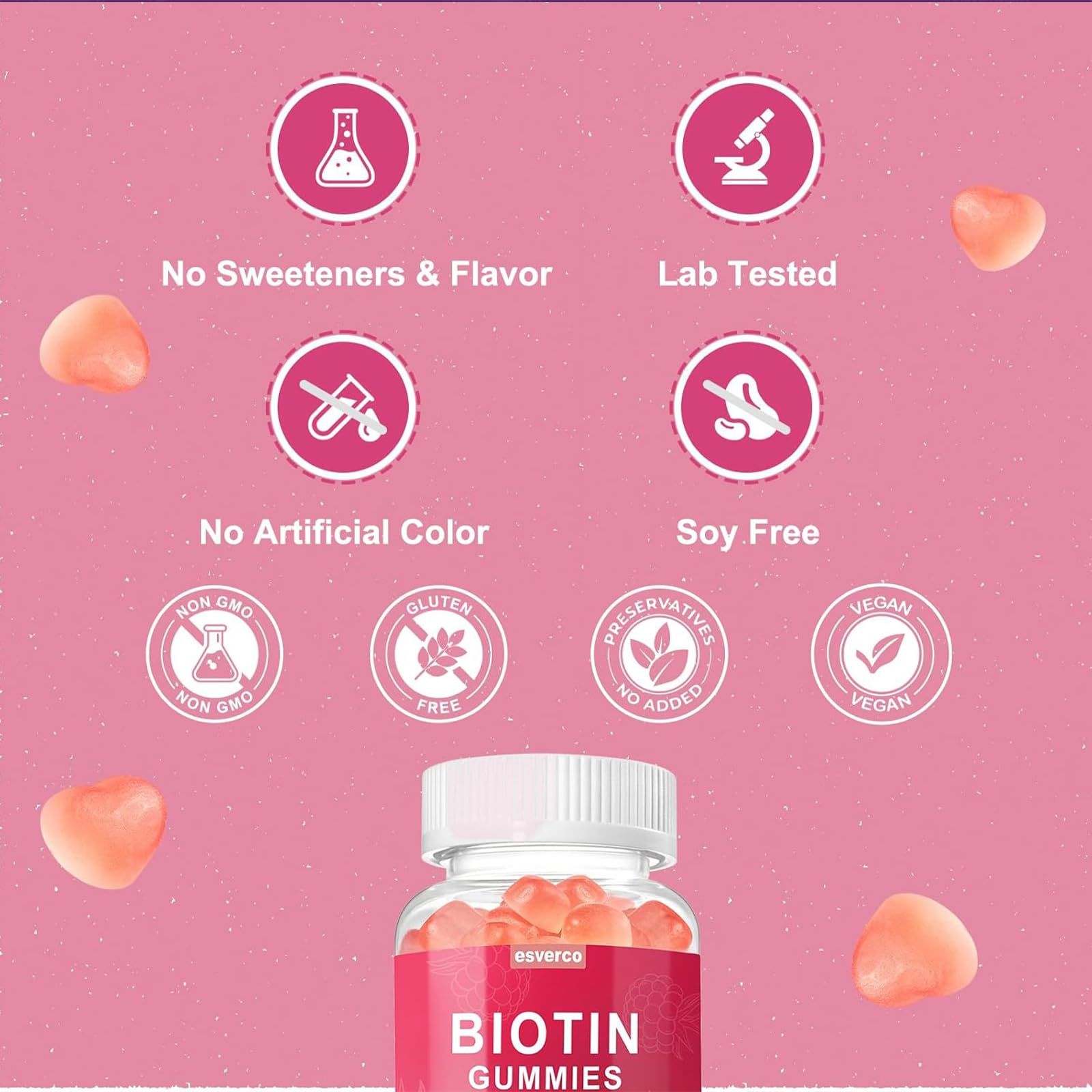 esverco Biotin Collagen Gummies side view of bottle