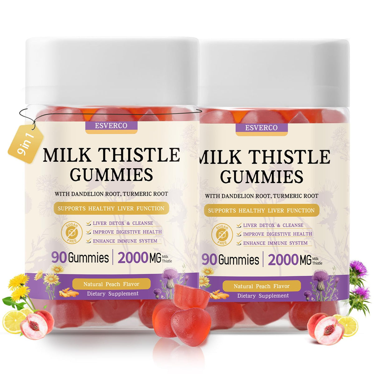 esverco Milk Thistle Gummies bottle front view