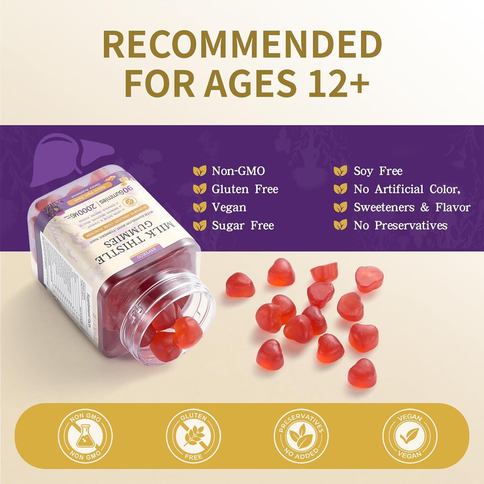 esverco Milk Thistle Gummies showing serving size