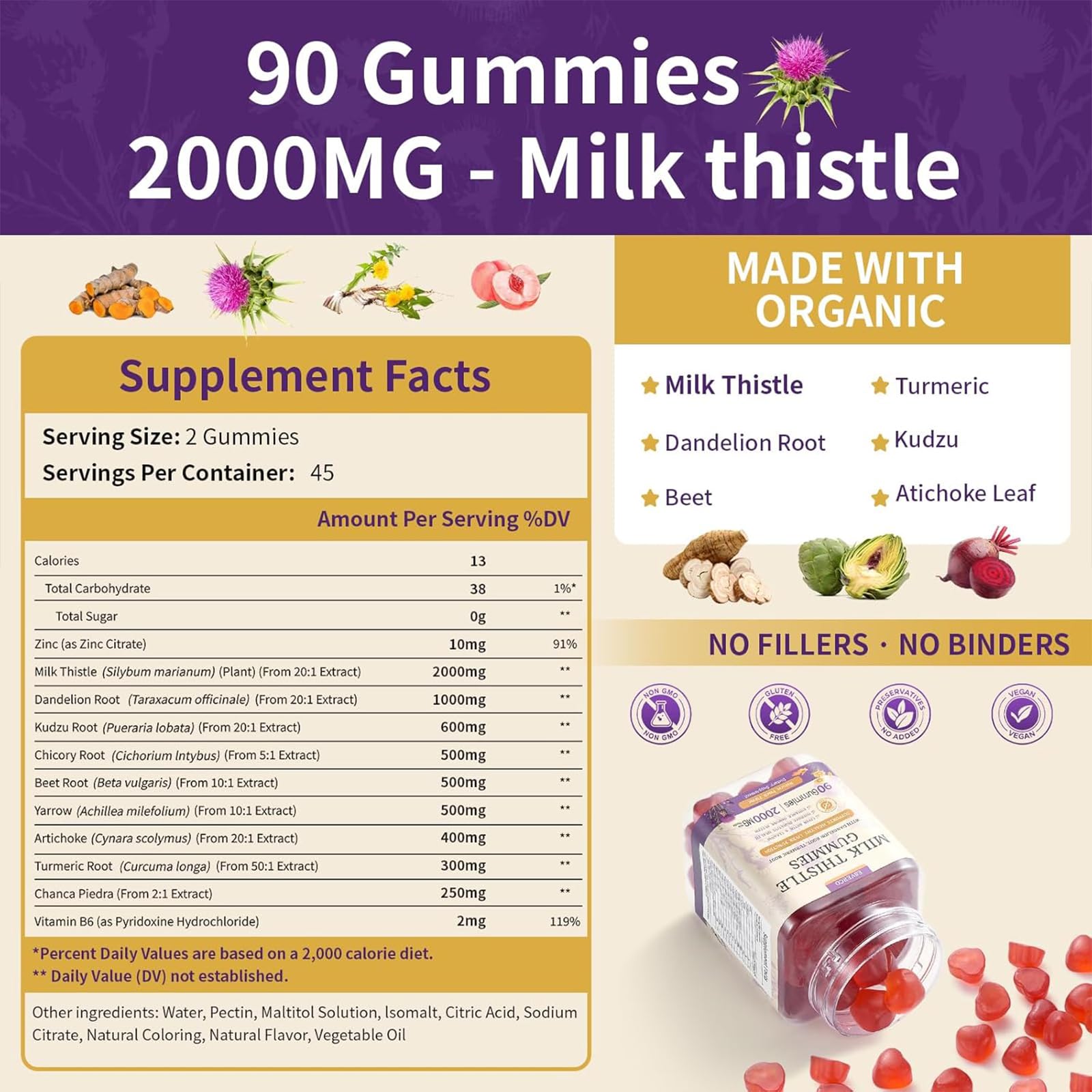 esverco Milk Thistle Gummies with fresh herbs
