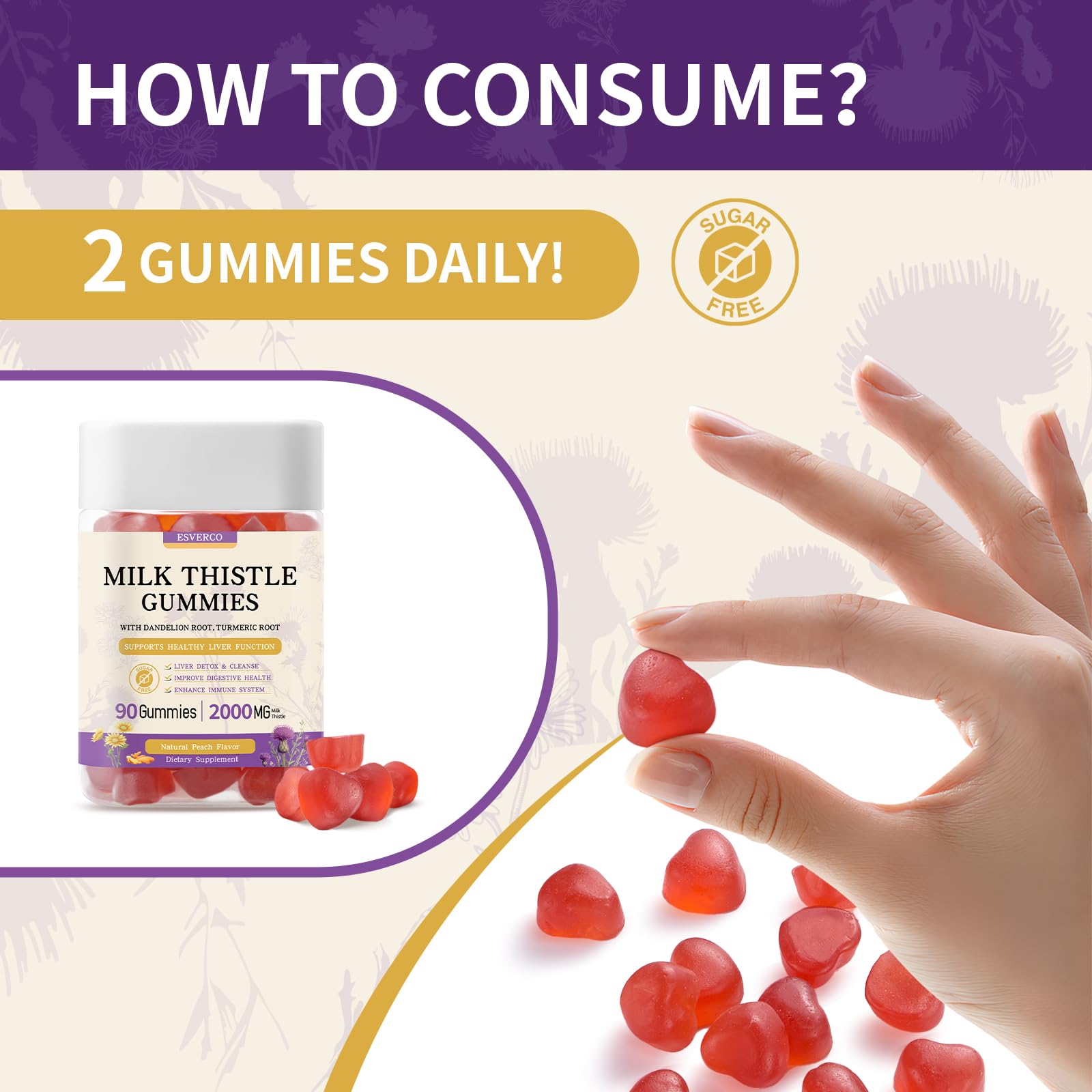 esverco Milk Thistle Gummies with fresh herbs