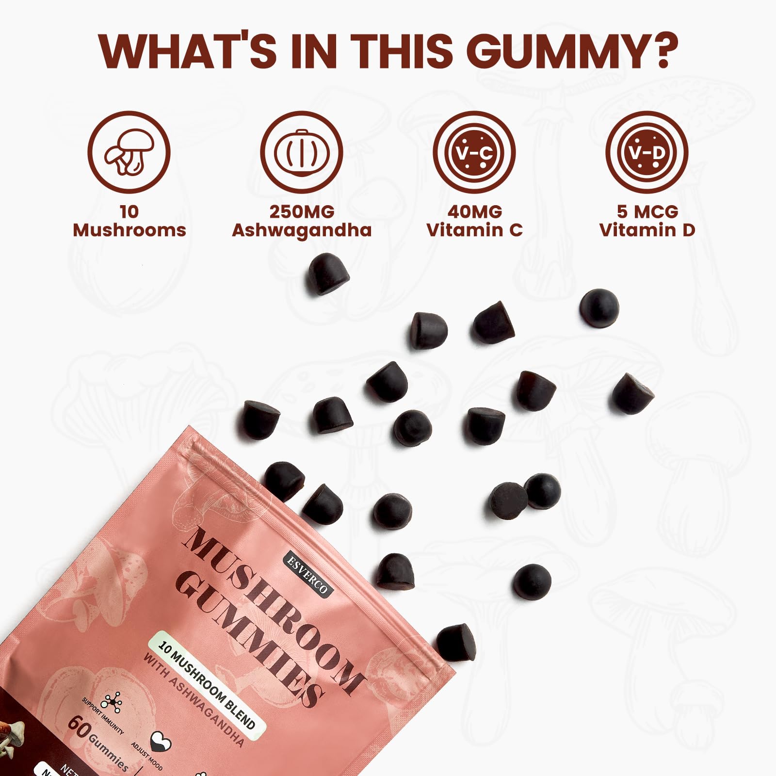 esverco Mushroom Gummies 4000mg nutritional information