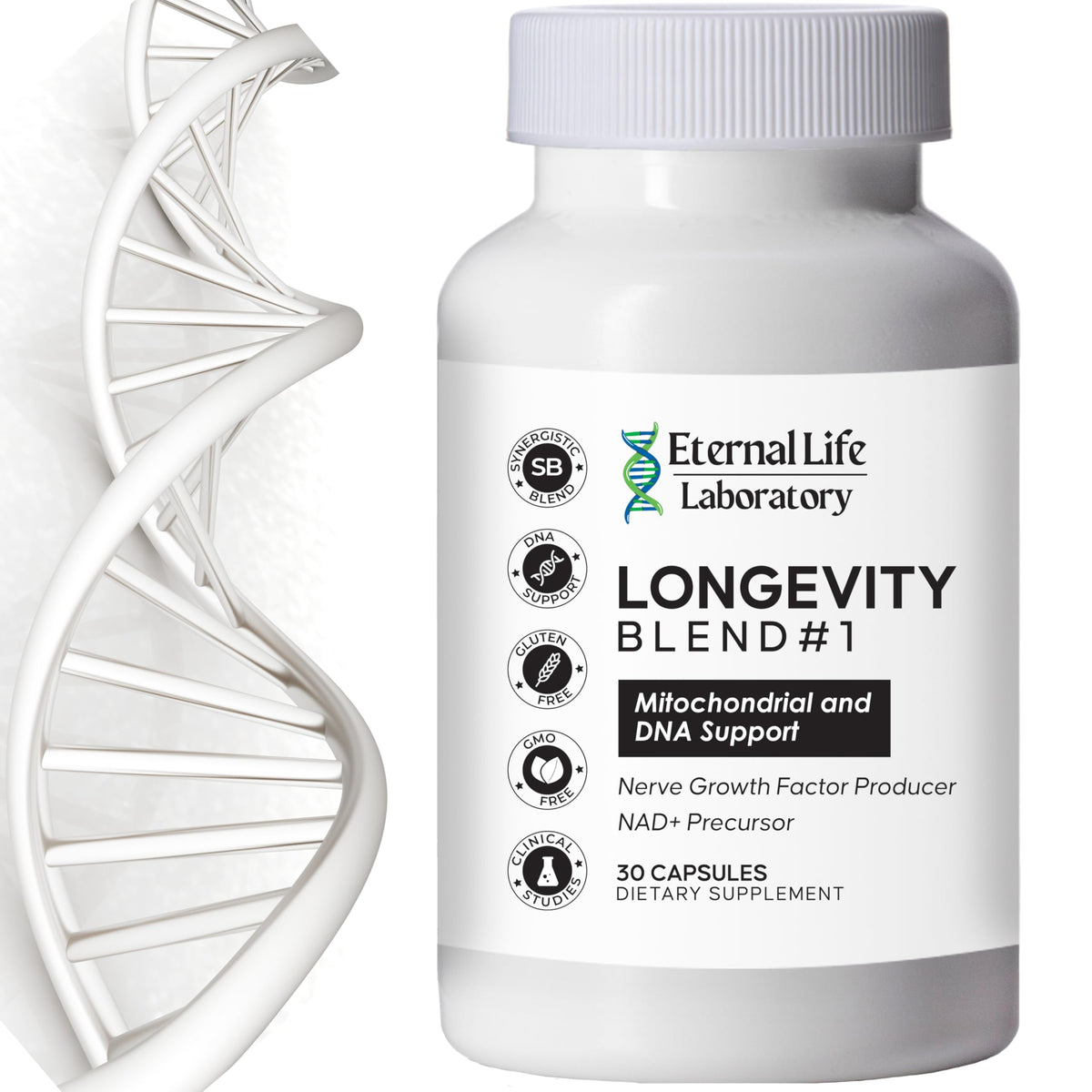 Eternal Life Laboratory Longevity Blend #1 CoQ10 Supplement front view