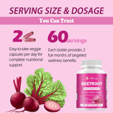 etheray Beetroot Capsules displayed with fresh beets
