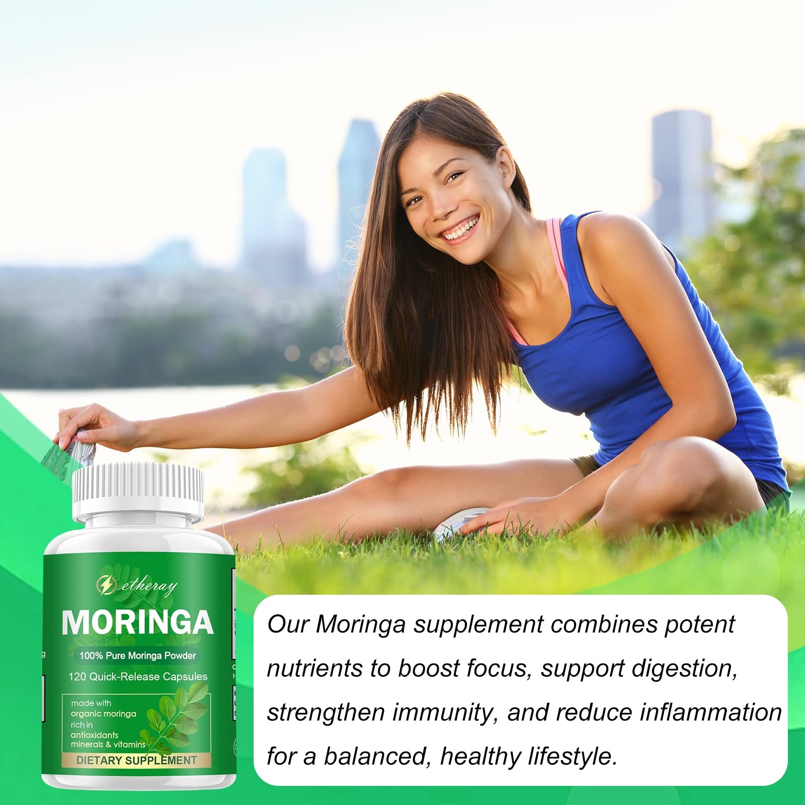 etheray Moringa Capsules 100g in a natural setting