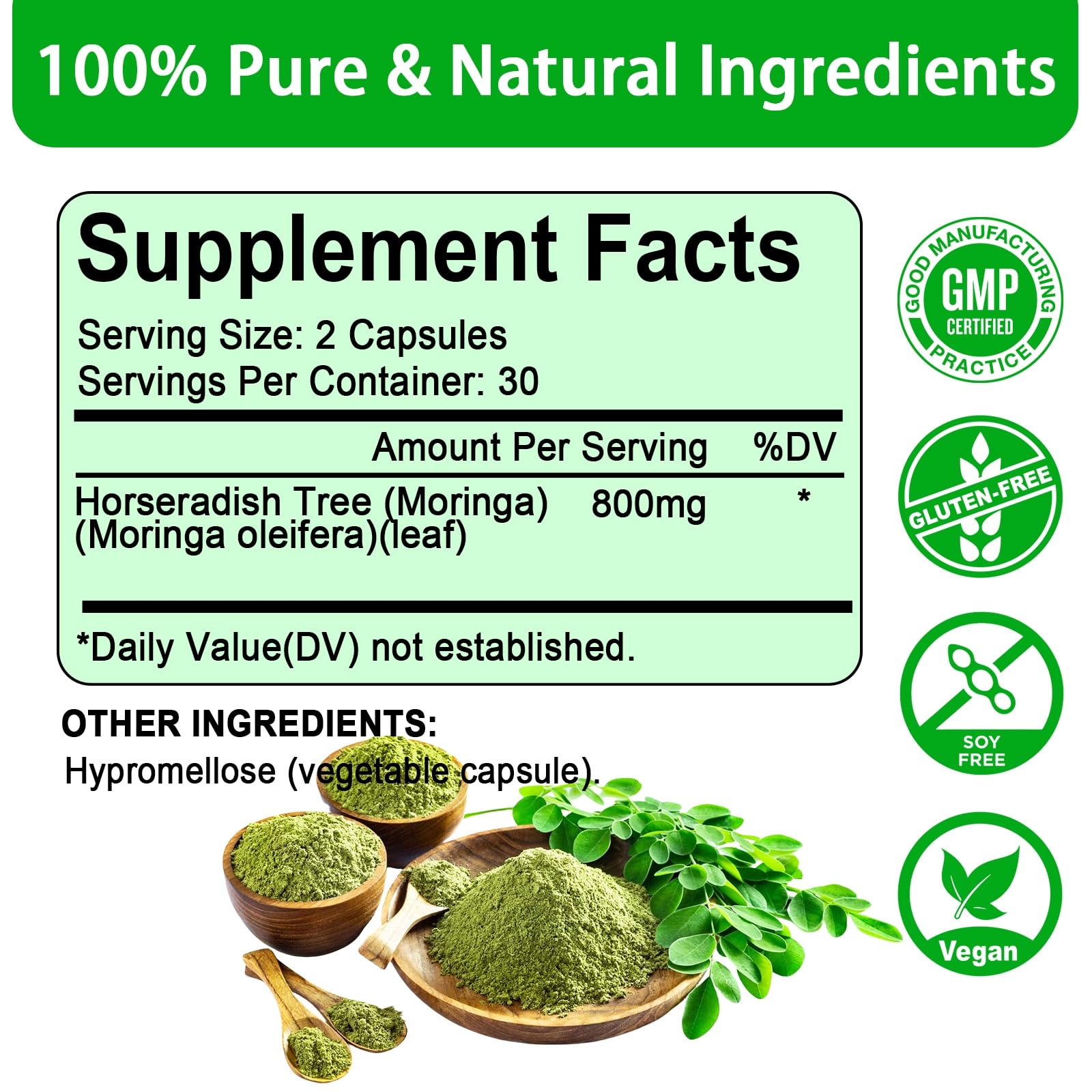 etheray Moringa Capsules showing capsule size