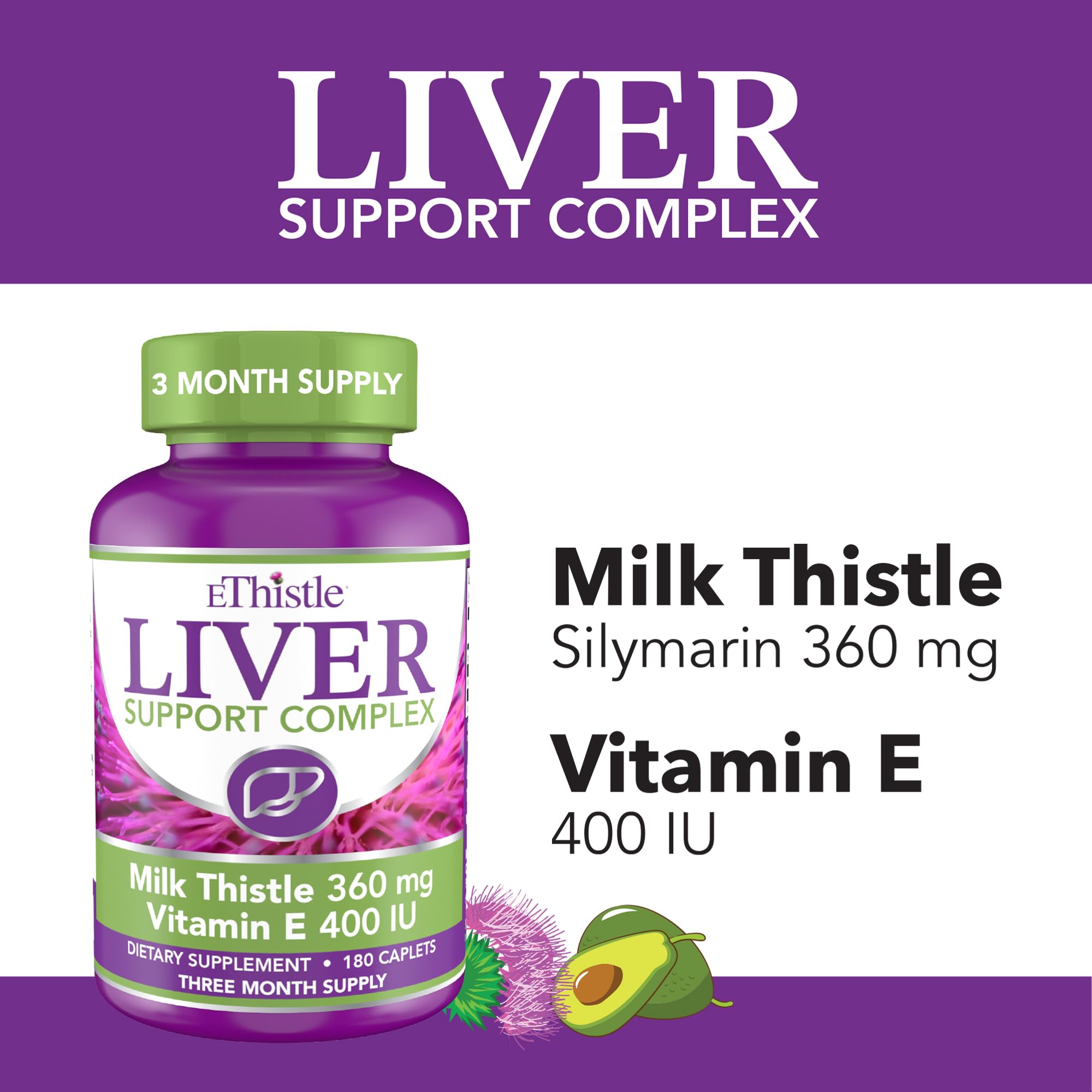 EThistle Milk Thistle Supplement bottle with caplets