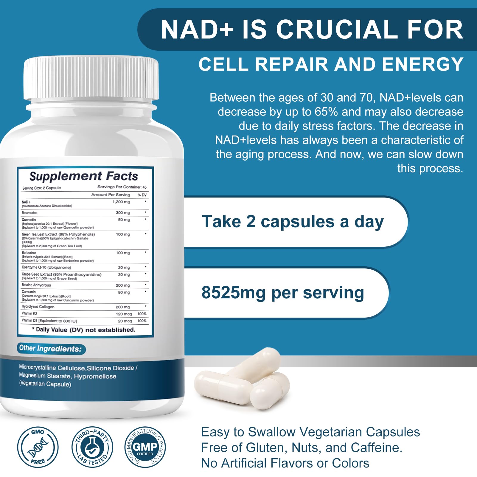 ETOVO NAD+ Resveratrol Supplement lifestyle image on table