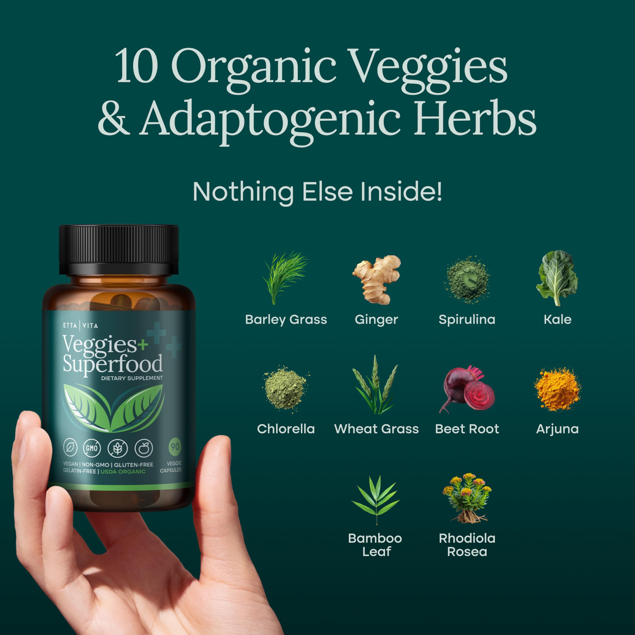 Etta Vita Arjuna Supplement ingredients list displayed on the packaging