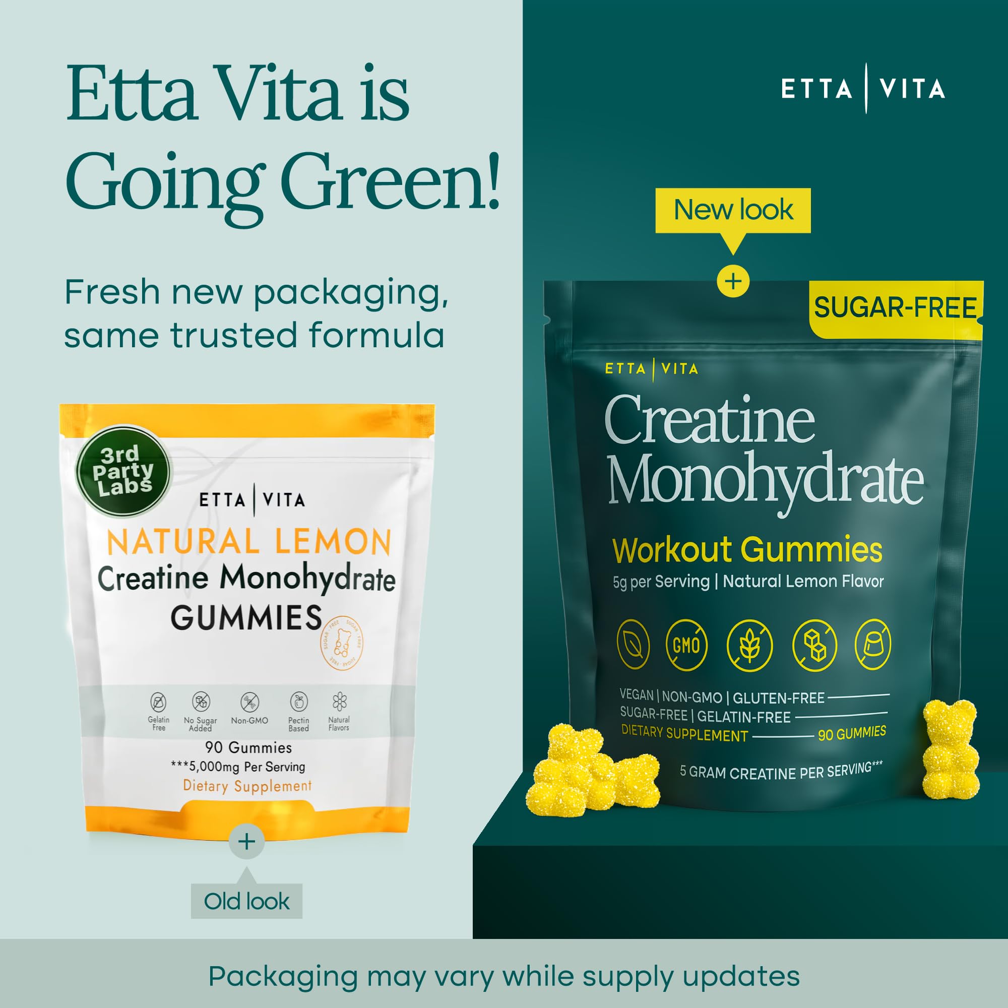 Etta Vita Creatine Gummies back view showing ingredients