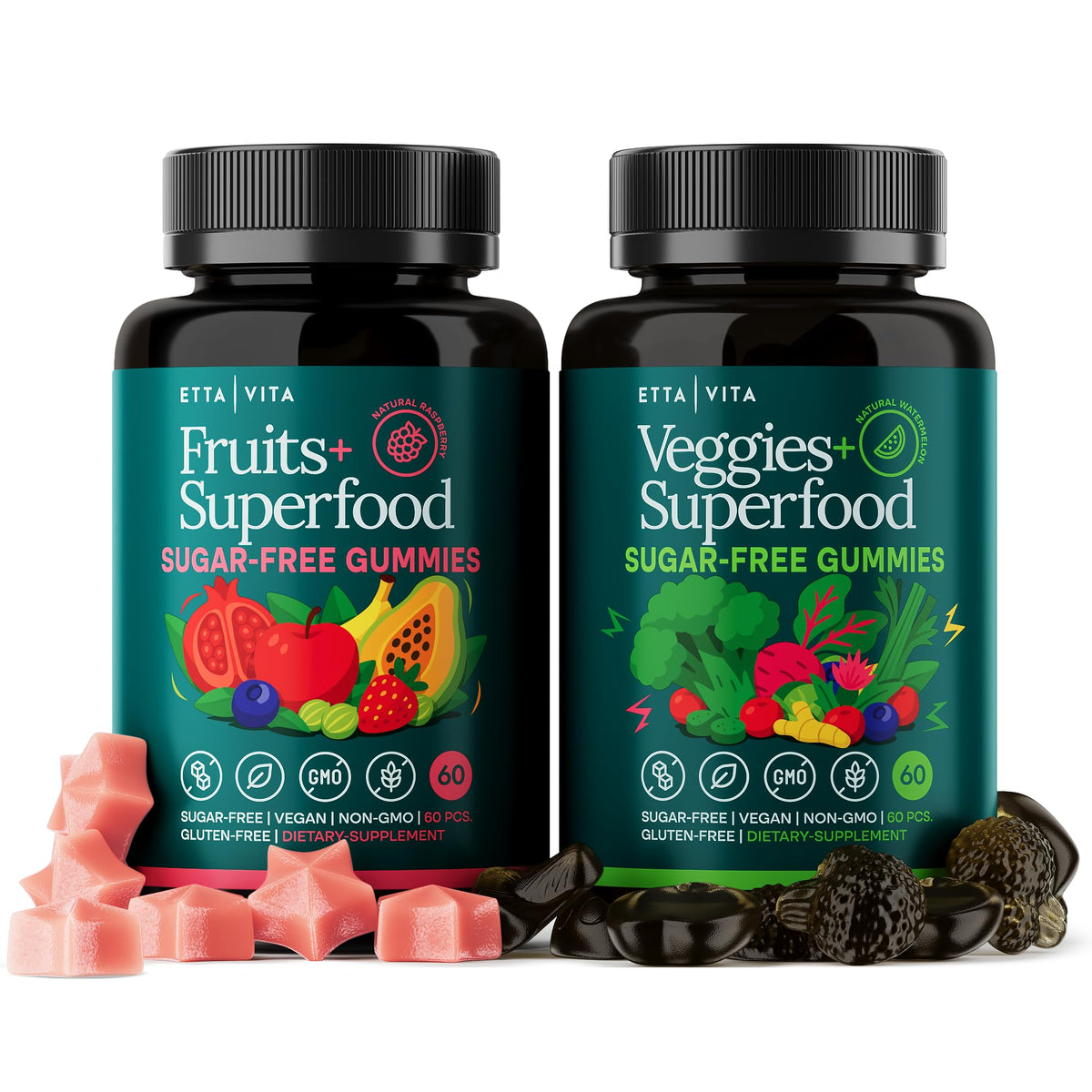 Etta Vita Fruits+ & Veggies+ Superfood Gummies front view