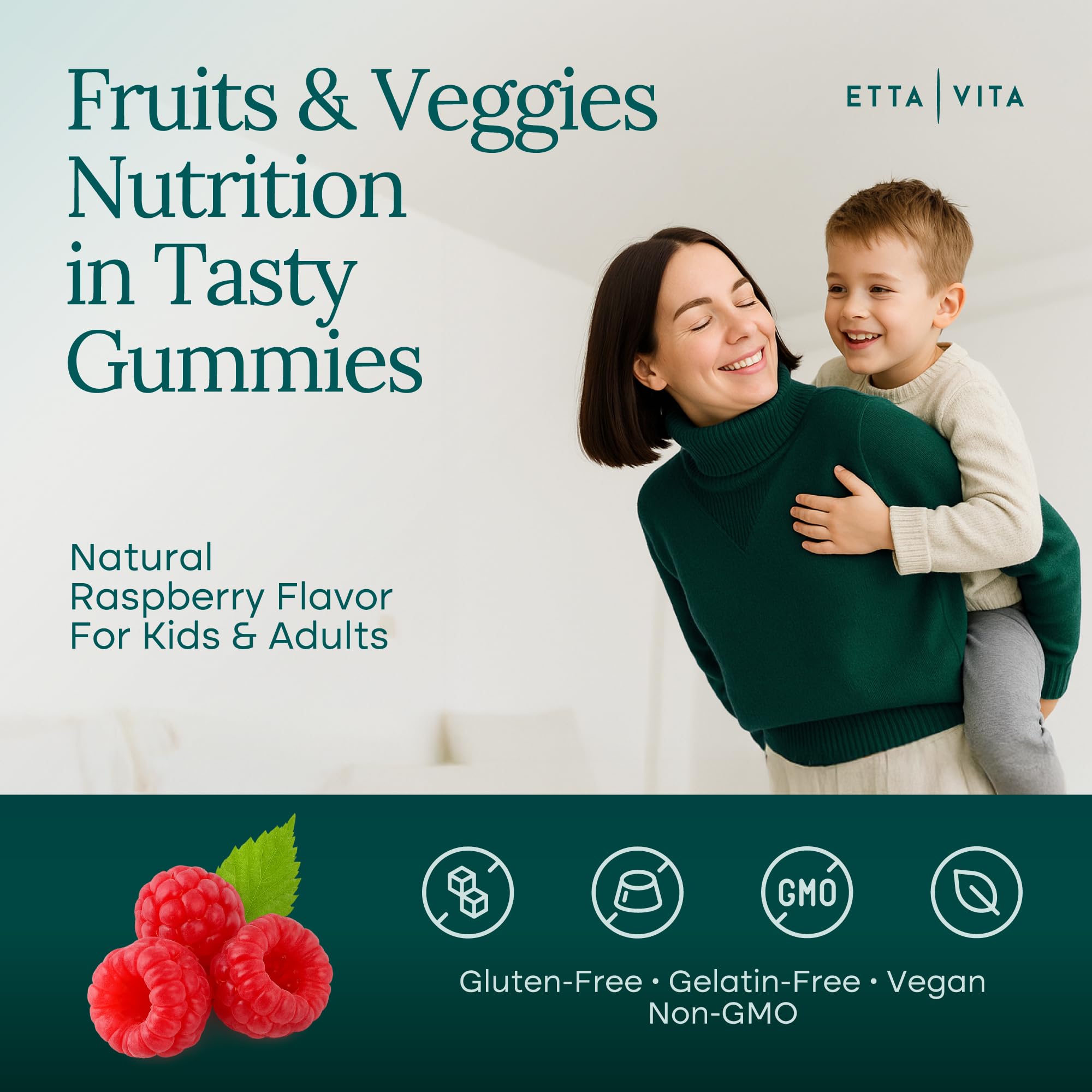 Etta Vita Fruits+ & Veggies+ Superfood Gummies with fresh fruits