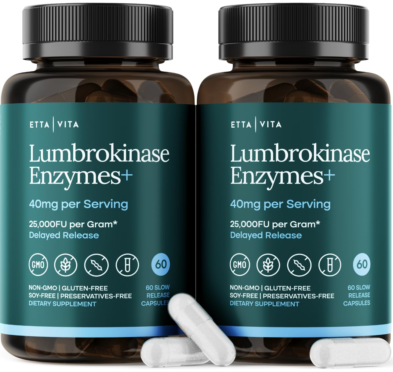 Etta Vita Lumbrokinase Enzyme Supplement 40mg front view