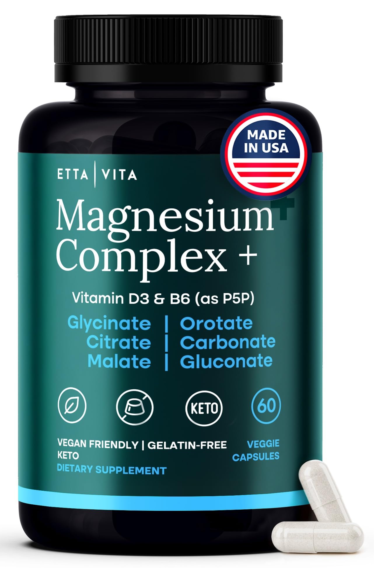 Etta Vita Magnesium Complex 500mg capsules front view