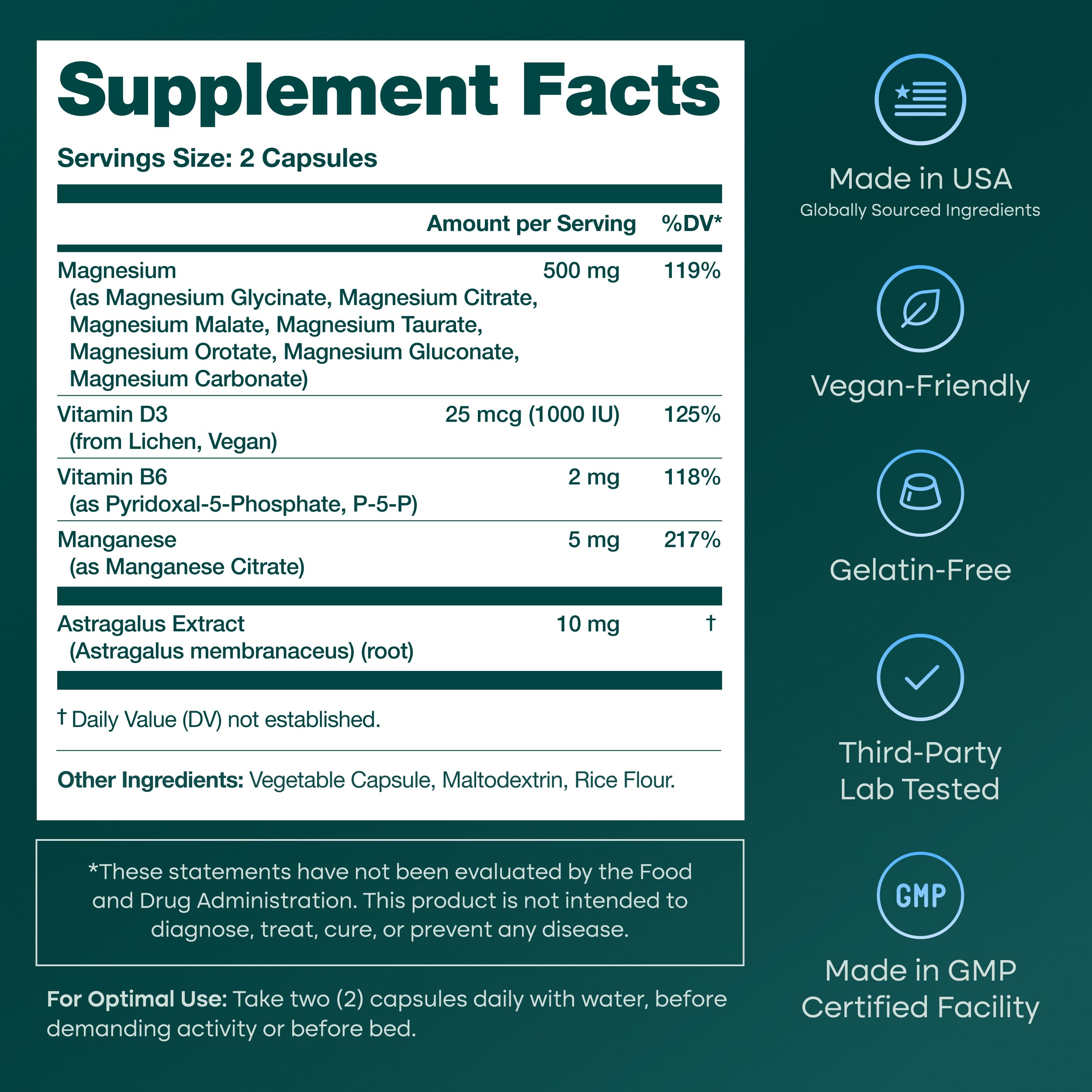 Etta Vita Magnesium Complex 500mg capsules with measuring spoon