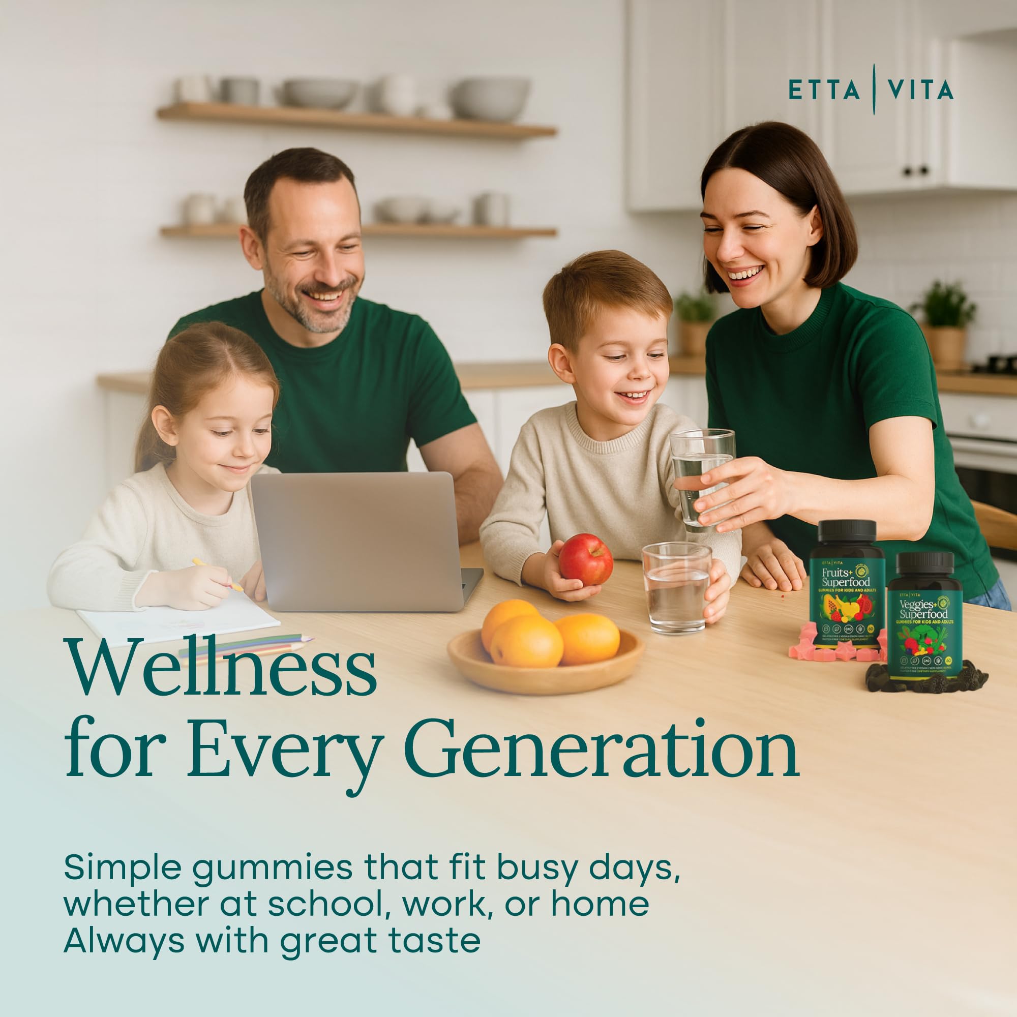 Etta Vita Moringa Gummies with fresh fruits