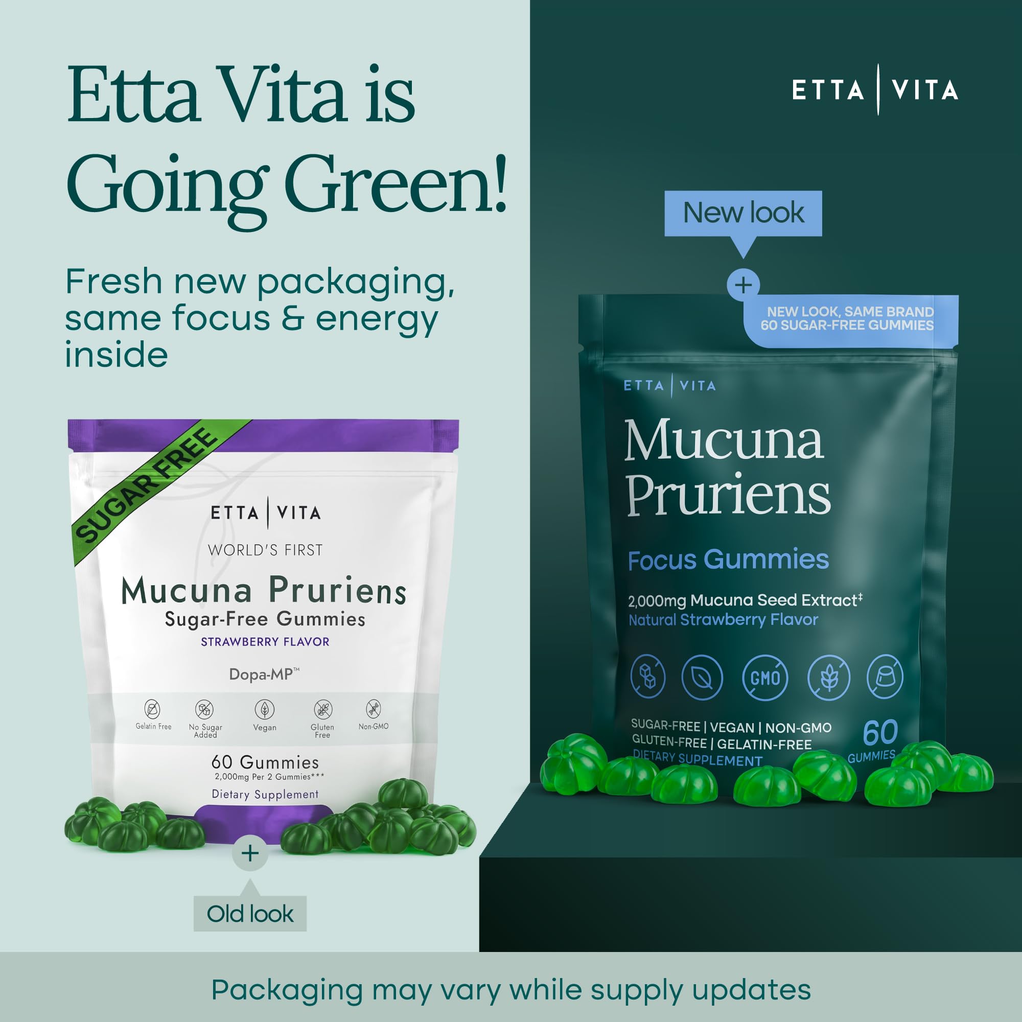 Etta Vita Mucuna Pruriens Gummies in a hand for size reference