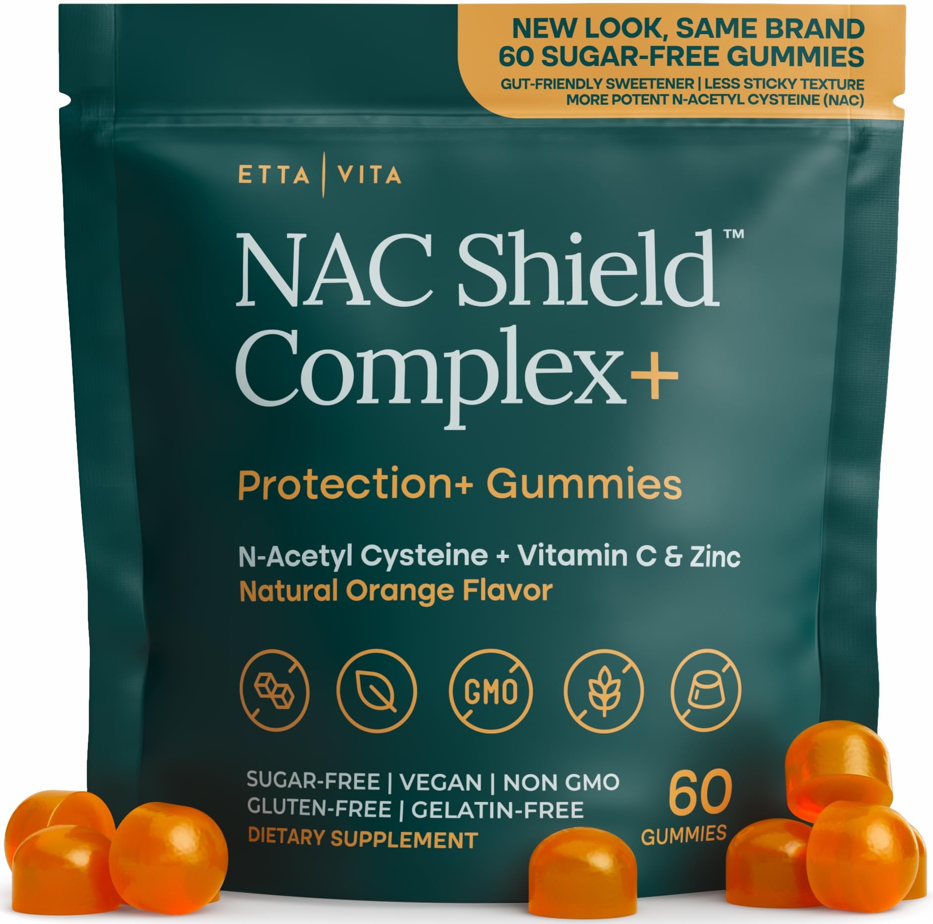 Etta Vita NAC gummies package front view with orange flavour
