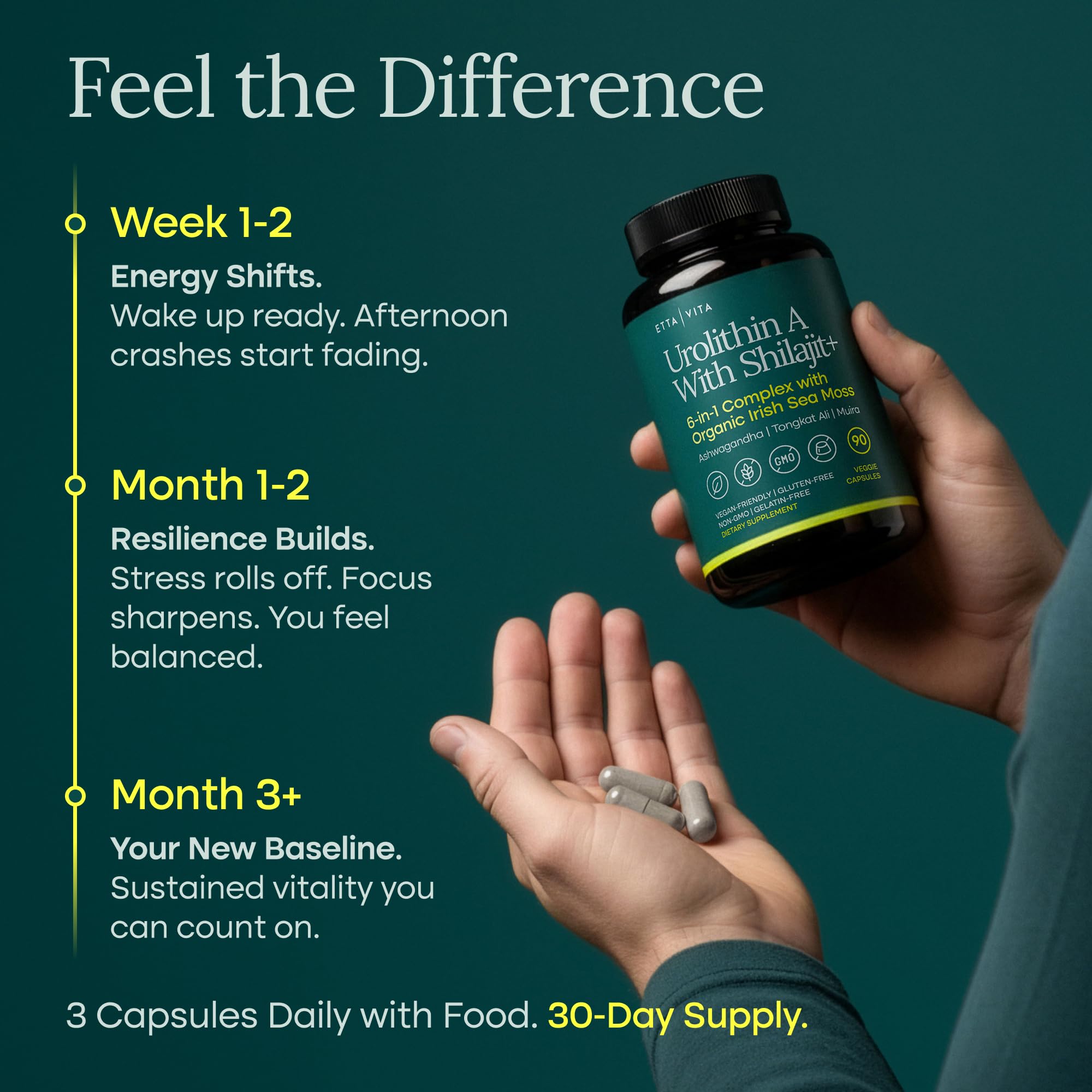 Etta Vita Noni Supplement lifestyle scene with a glass of water