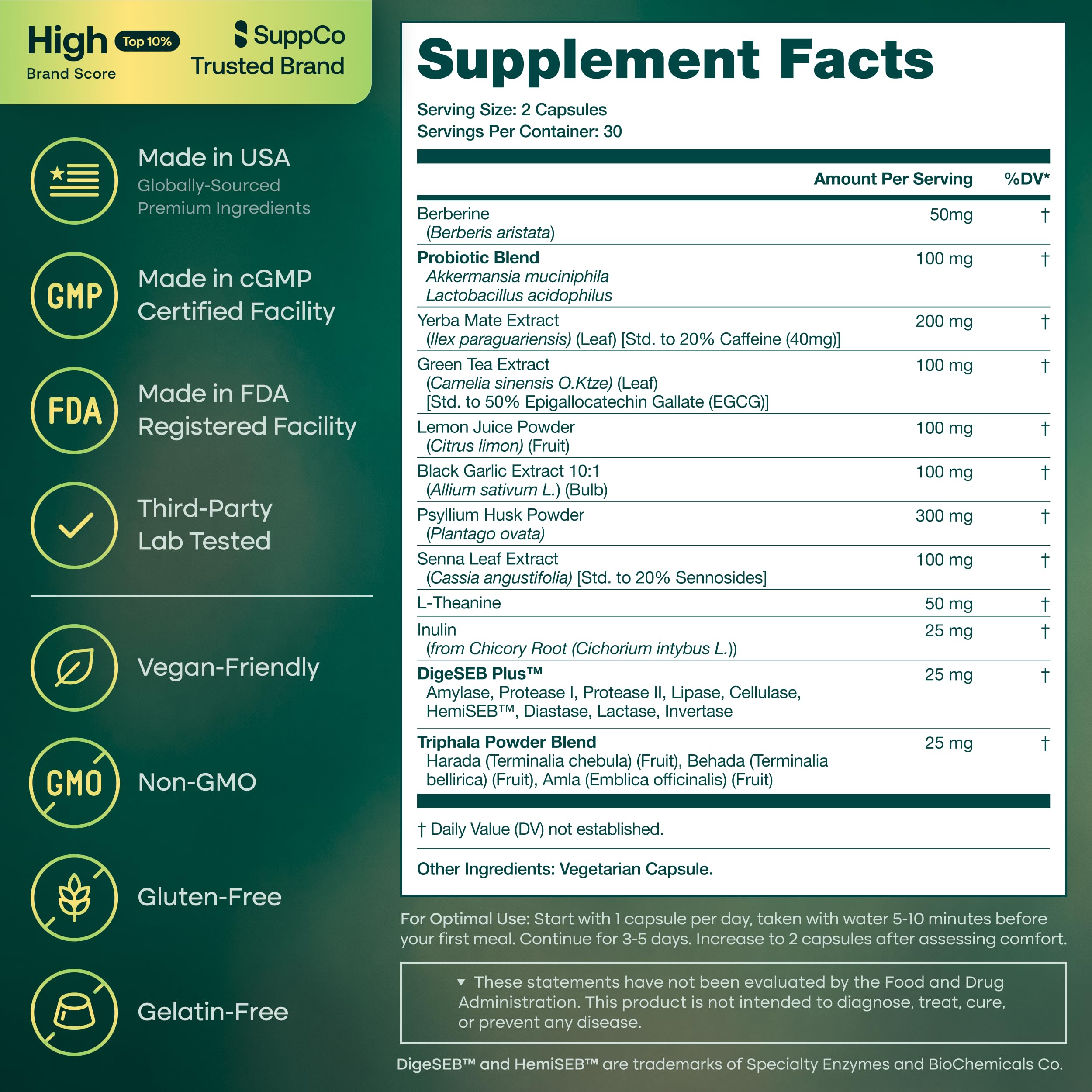 Etta Vita Triphala Supplement 68g on a wooden table