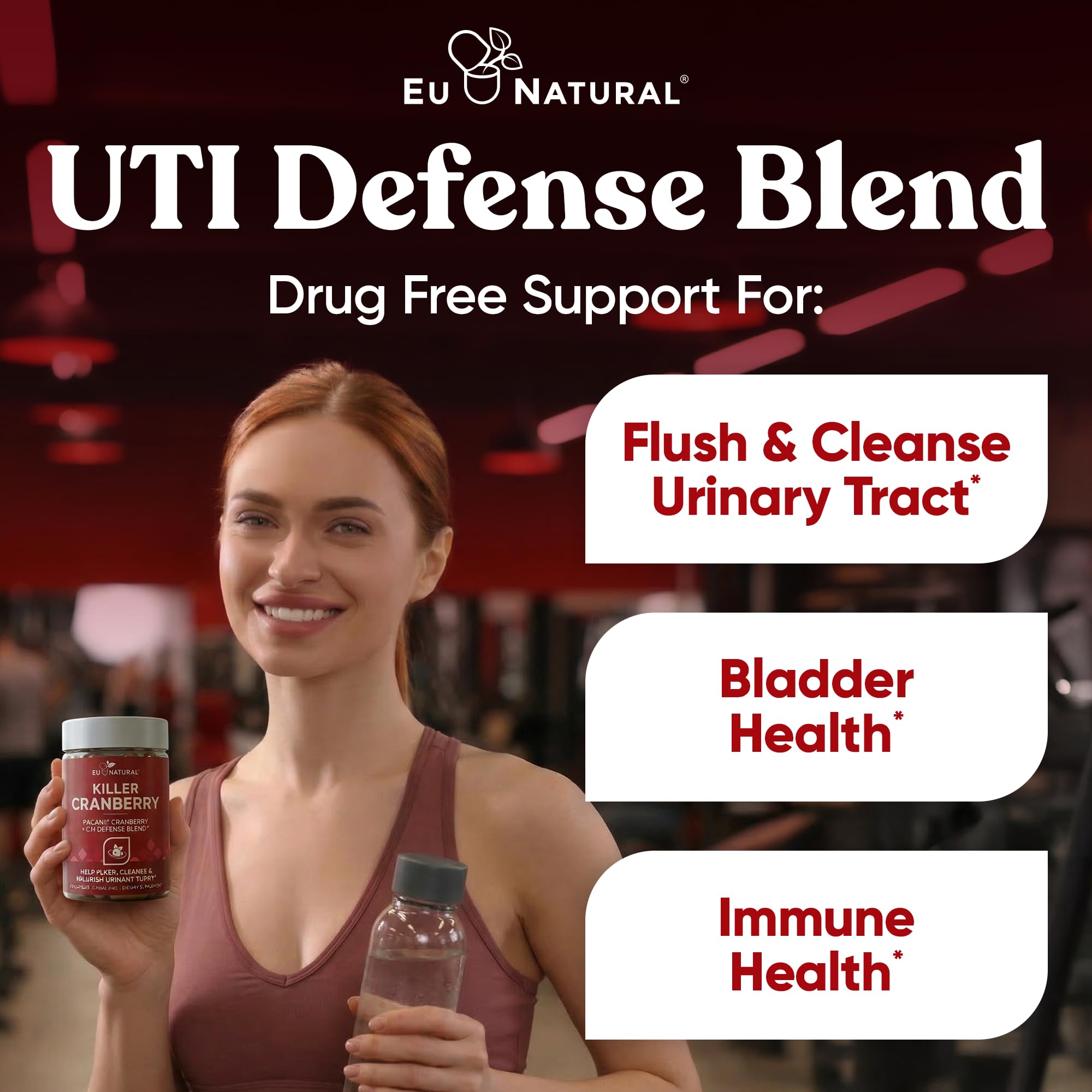 Eu Natural Killer Cranberry Supplement back view with ingredient list